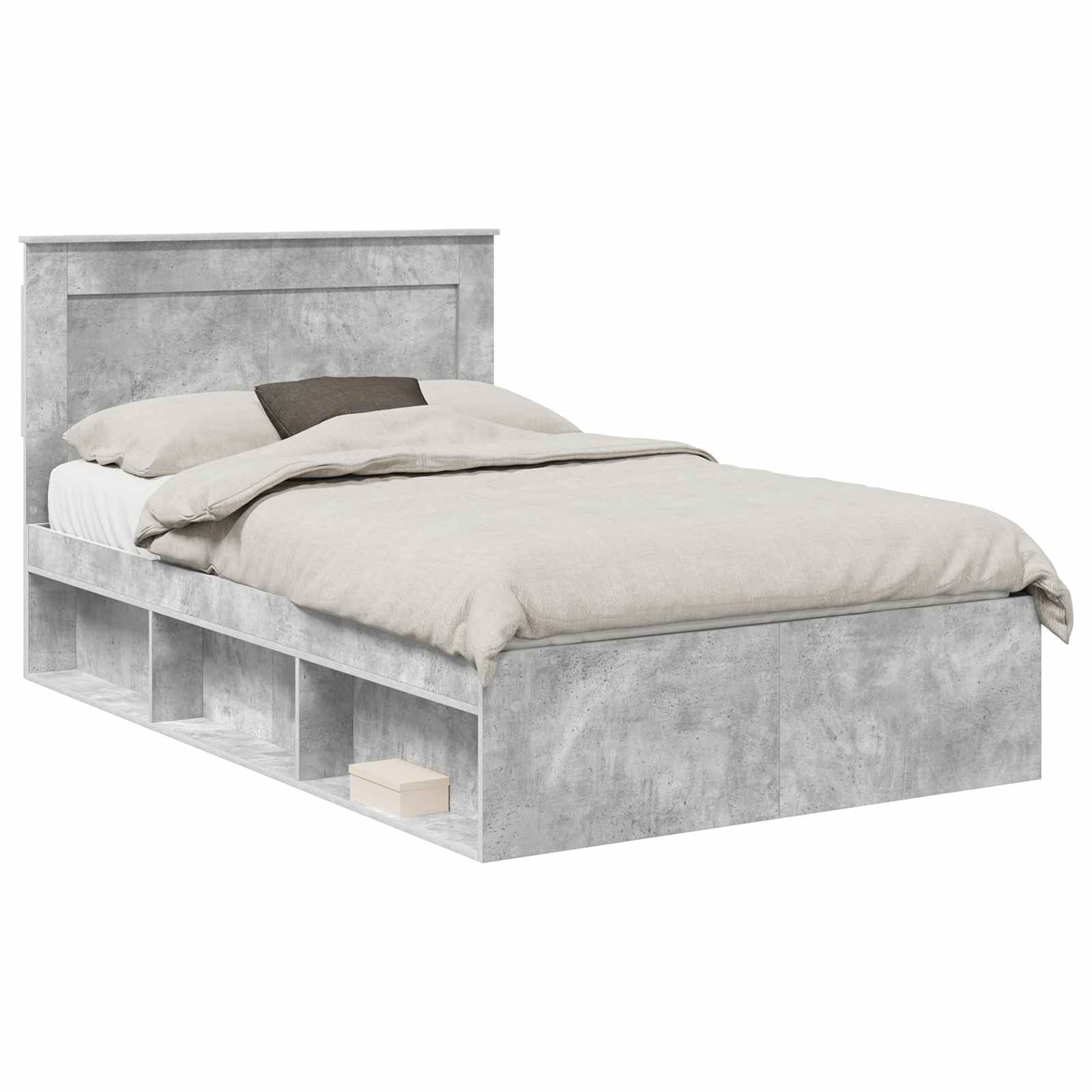 Krevetna konstrukcija s uzglavljem Betonska siva 135 x 190 cm