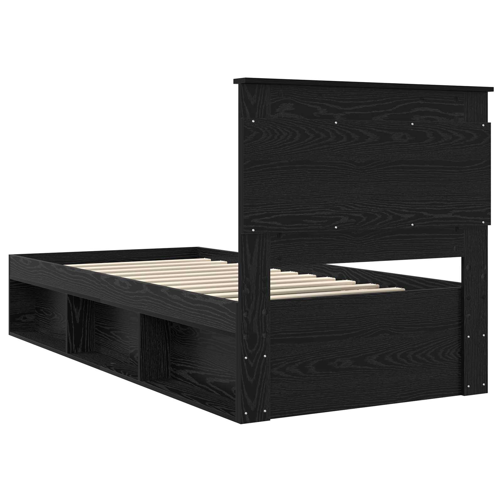 Krevetna konstrukcija Crna 90 x 200 cm Čvrsto borovo drvo