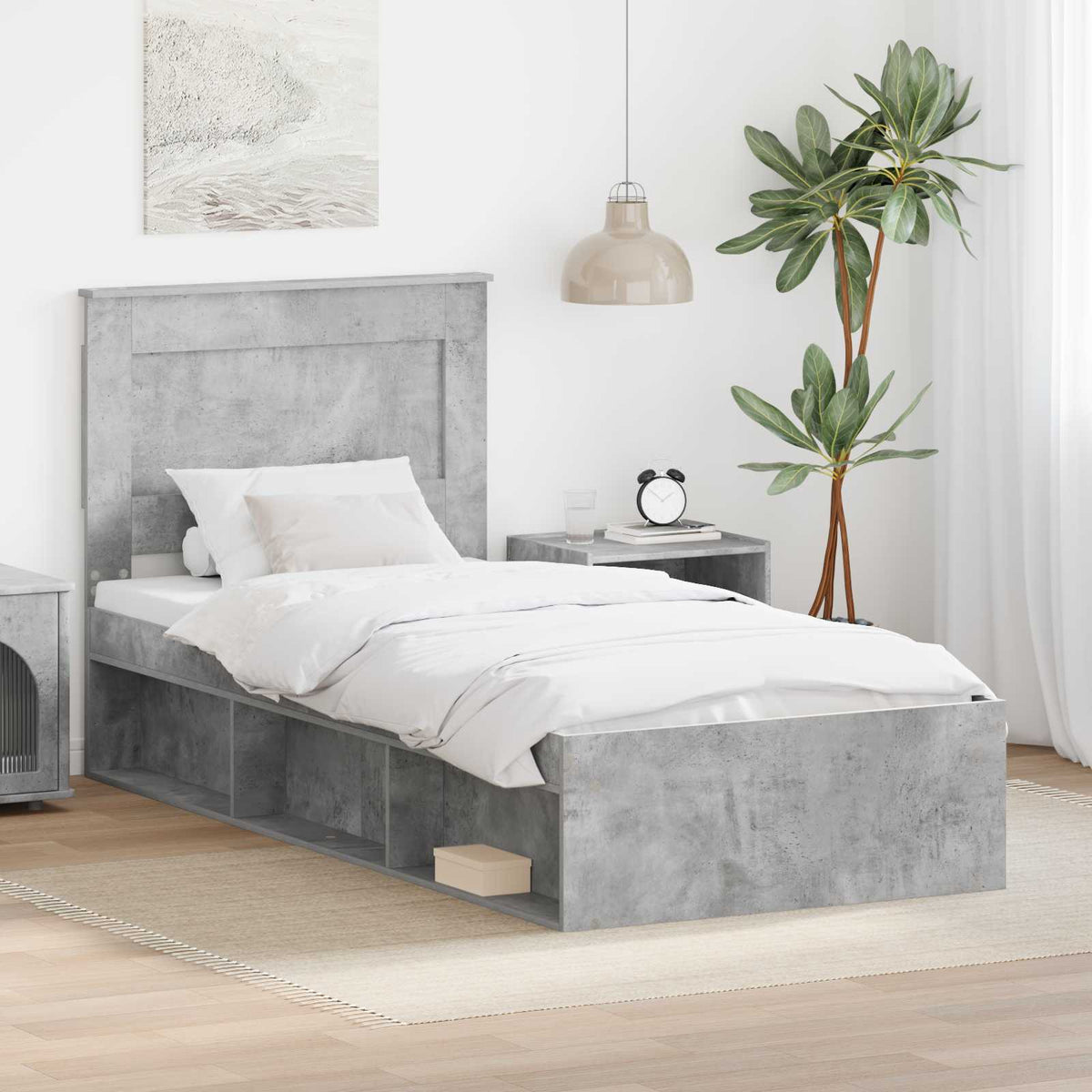 Krevetna konstrukcija Beton 90 x 200 cm Čvrsto borovo drvo