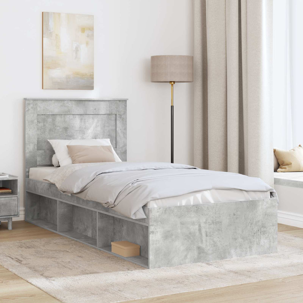 Krevetna konstrukcija Beton 90 x 200 cm Čvrsto borovo drvo