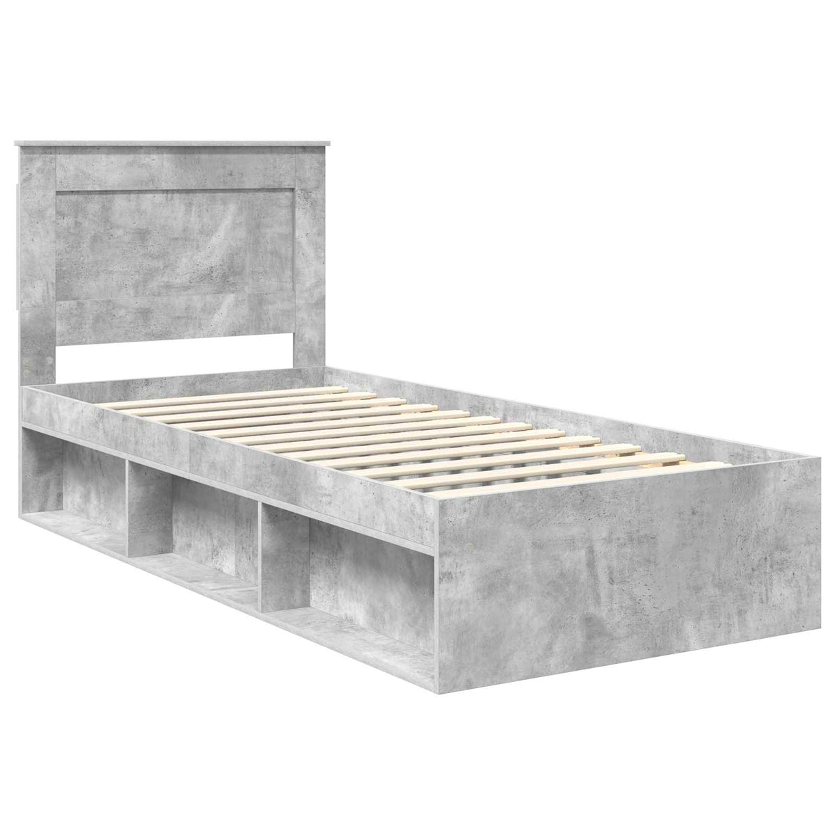 Krevetna konstrukcija Beton 90 x 200 cm Čvrsto borovo drvo