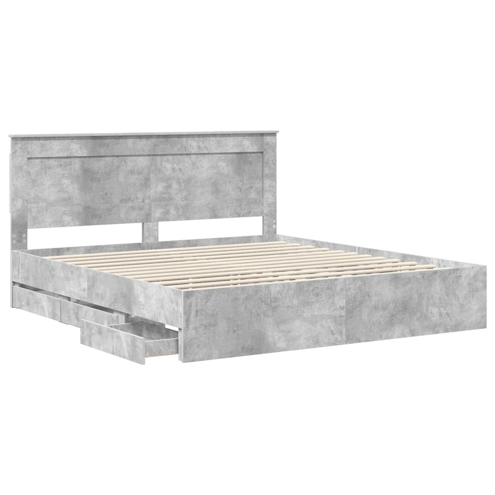 Krevetna konstrukcija s ladicama Betonski sivi 200 x 200 cm