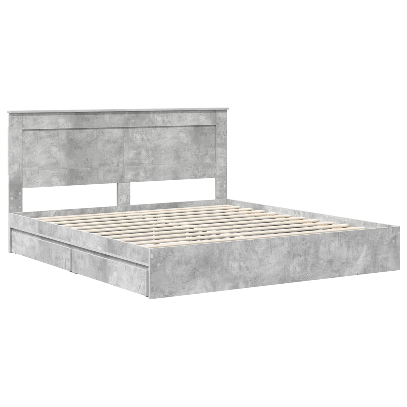 Krevet s od storage s ladicama Betonski sivi 200 x 200 cm