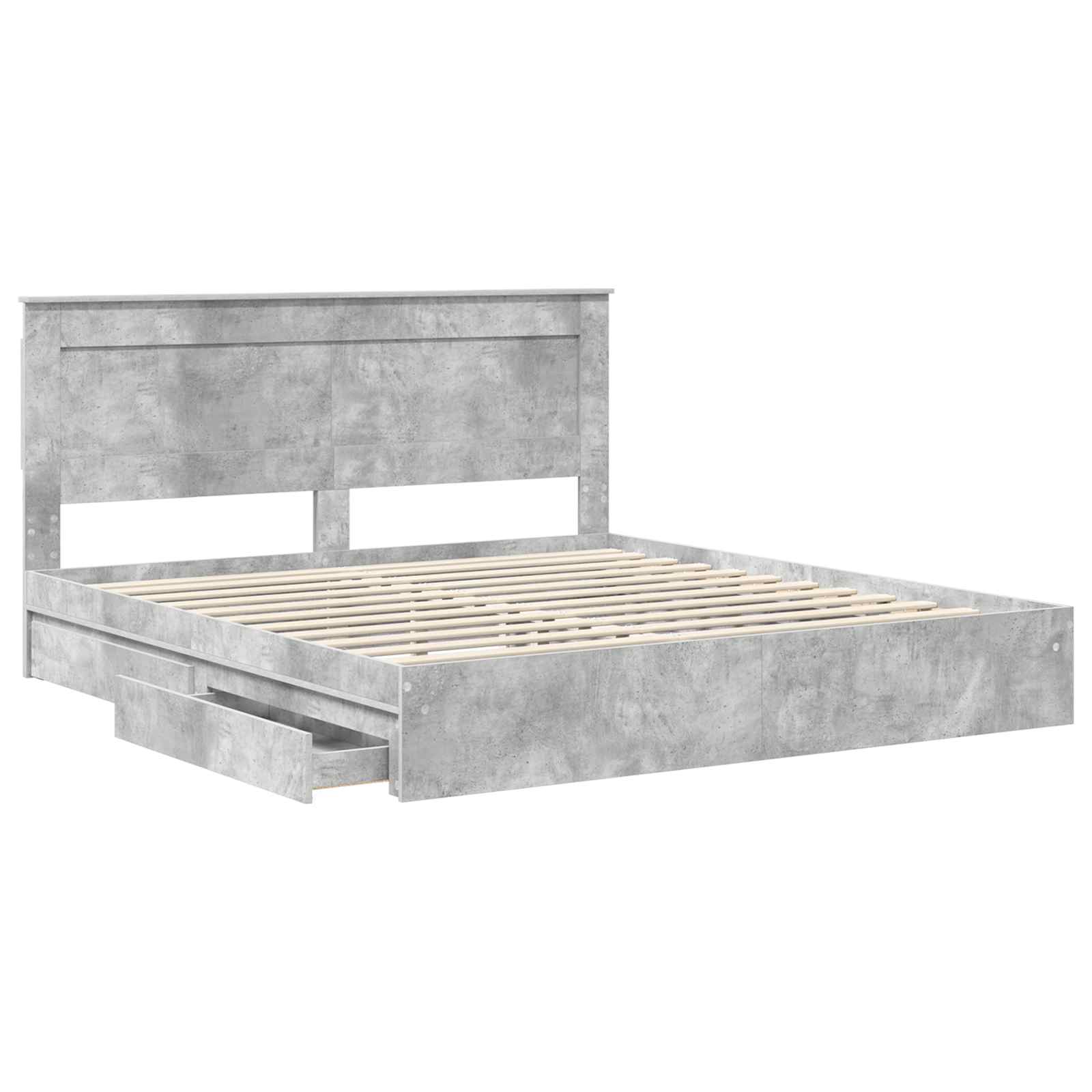 Krevet s od storage s ladicama Betonski sivi 200 x 200 cm