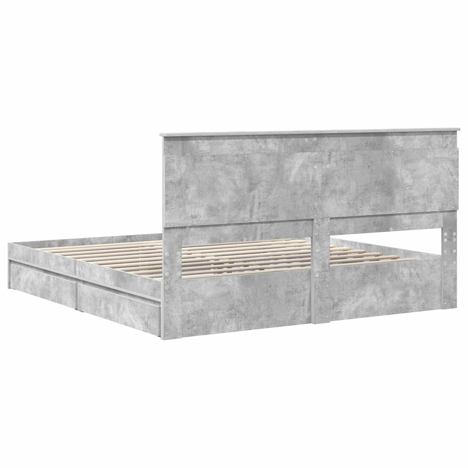 Krevet s od storage s ladicama Betonski sivi 200 x 200 cm