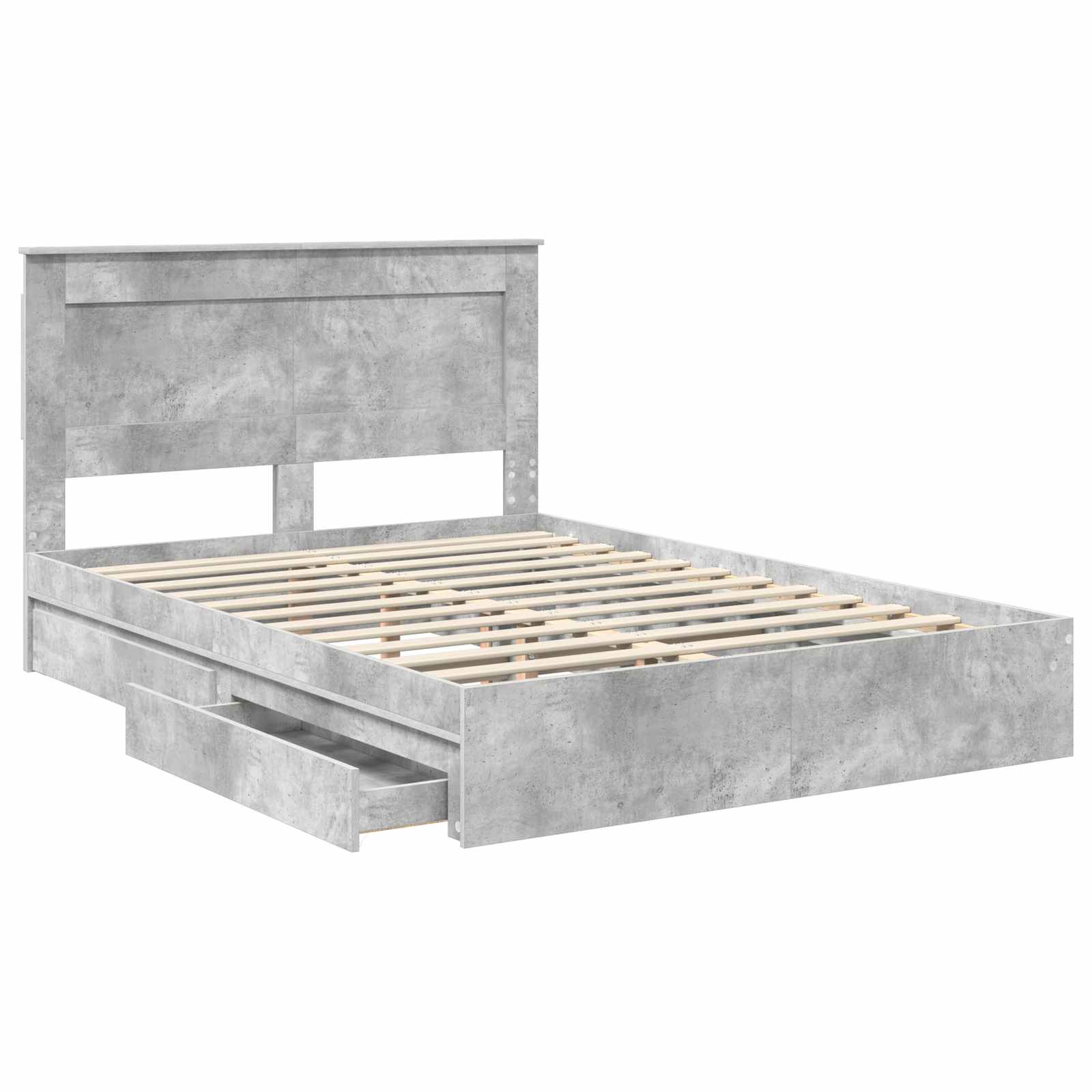 Krevet s od storage s uzglavljem Betonski sivi 150 x 200 cm