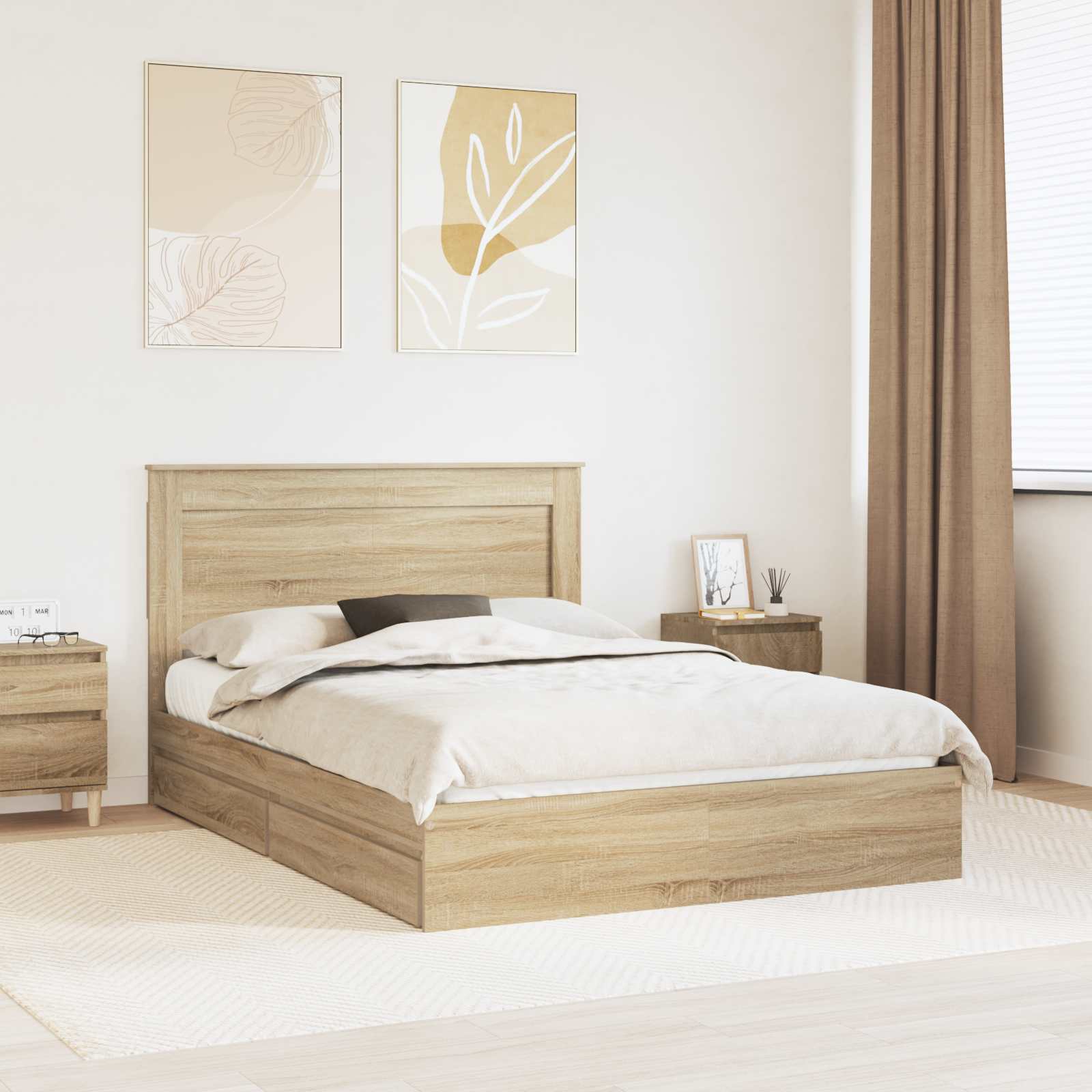 Krevet s od storage Sonoma hrast 140 x 190 cm Konstruirano drvo