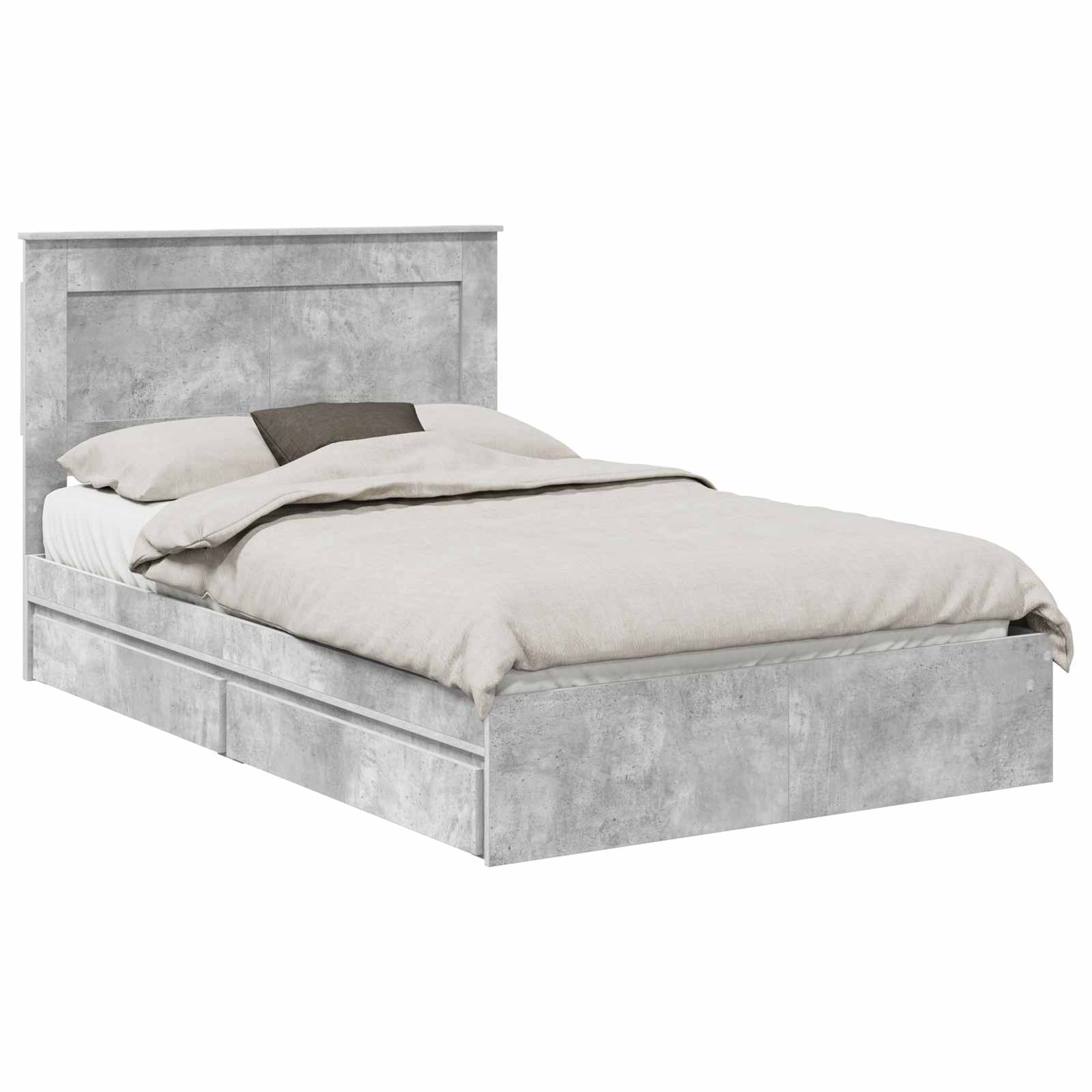 Krevet s od storage s uzglavljem Betonski sivi 135 x 190 cm
