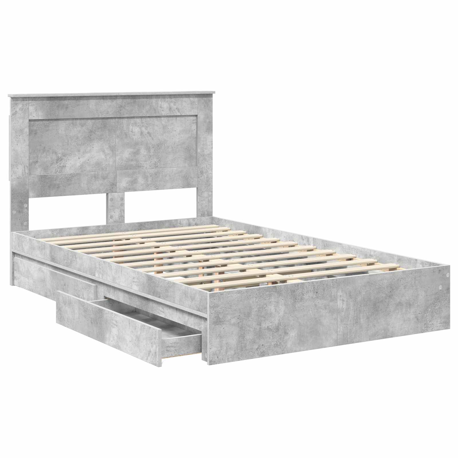 Krevet s od storage s uzglavljem Betonski sivi 135 x 190 cm