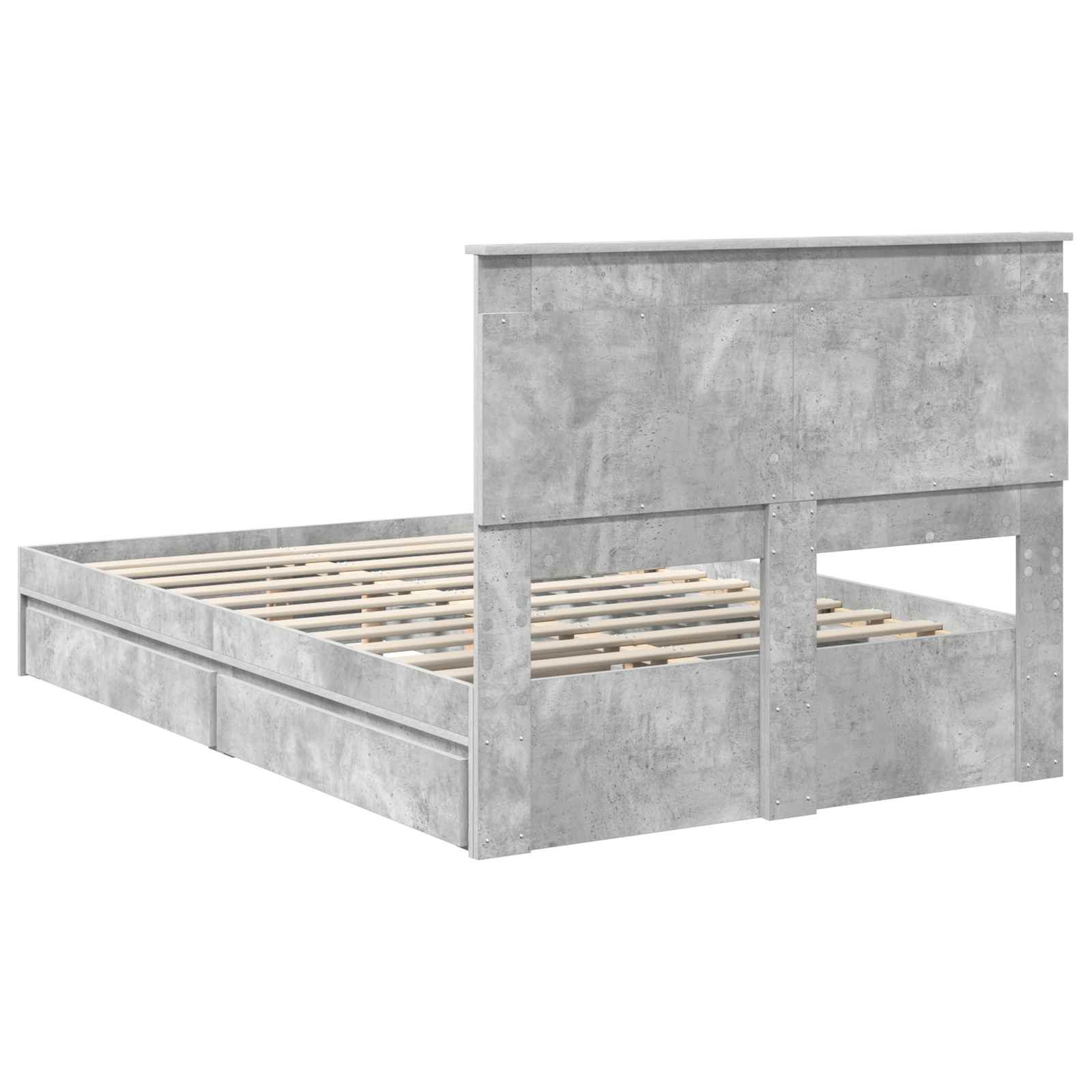 Krevet s od storage s uzglavljem Betonski sivi 135 x 190 cm