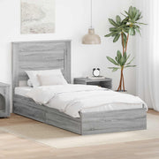 Krevet s od storage Siva Sonoma 100 x 200 cm Konstruirano drvo