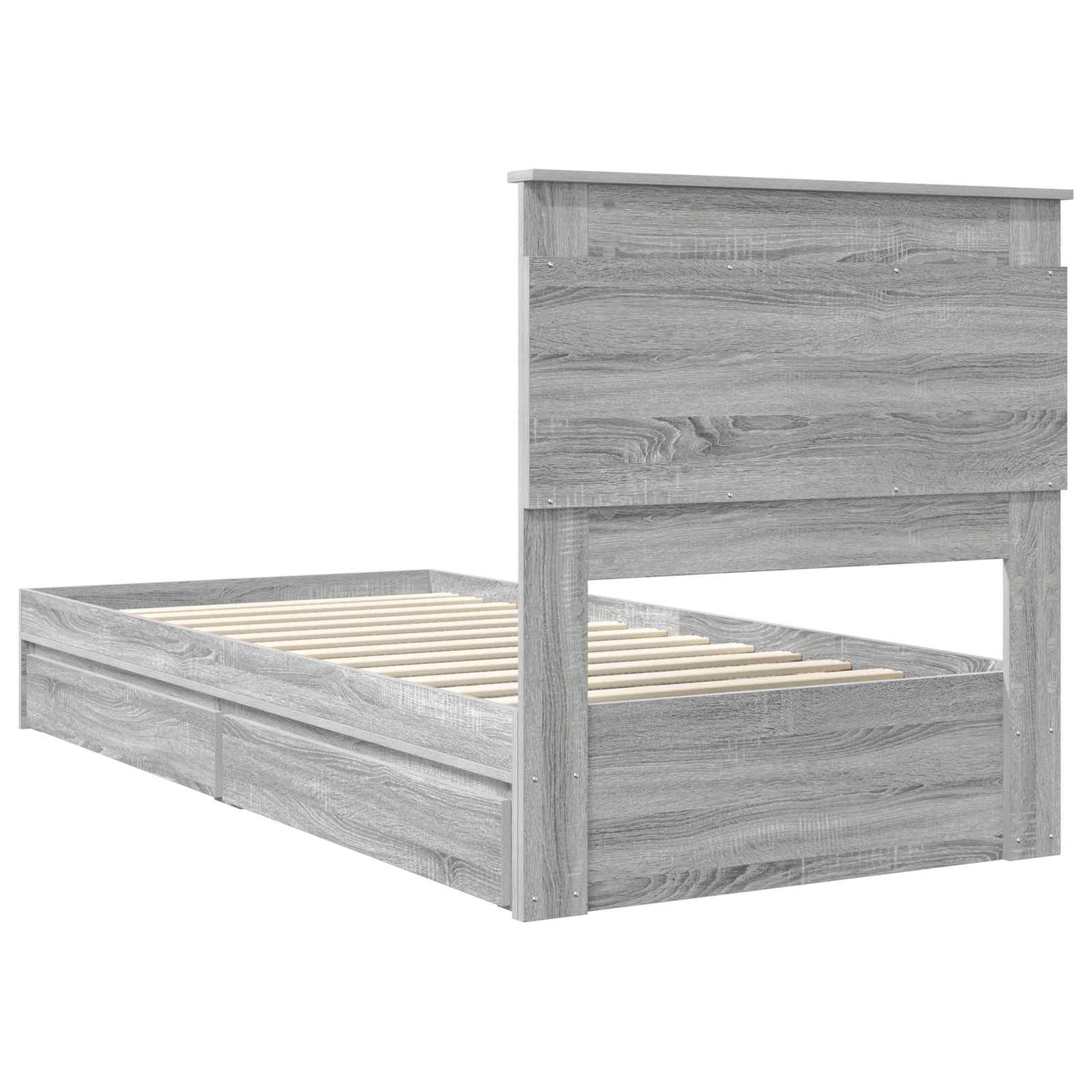 Krevet s od storage Siva Sonoma 90 x 190 cm Konstruirano drvo
