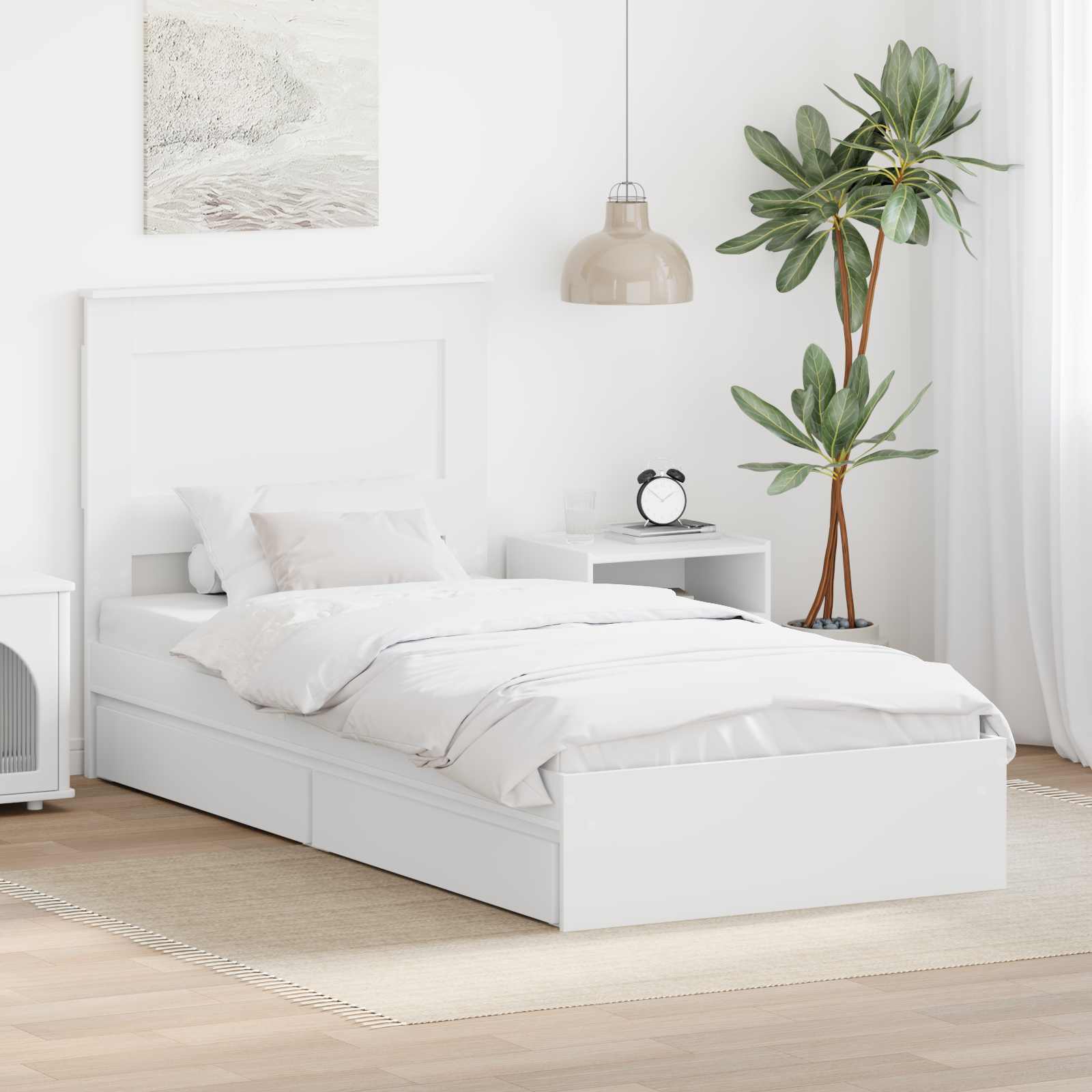 Krevet s od storage Bijelo 75 x 190 cm Konstruirano drvo