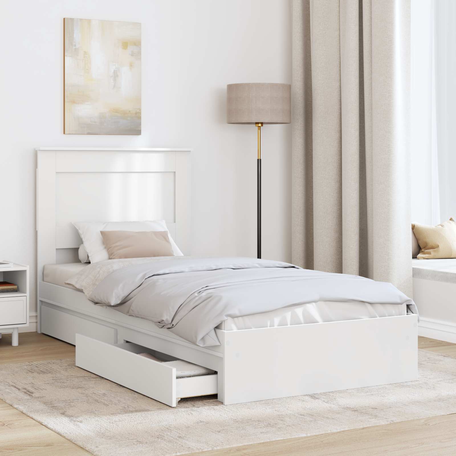 Krevet s od storage Bijelo 75 x 190 cm Konstruirano drvo