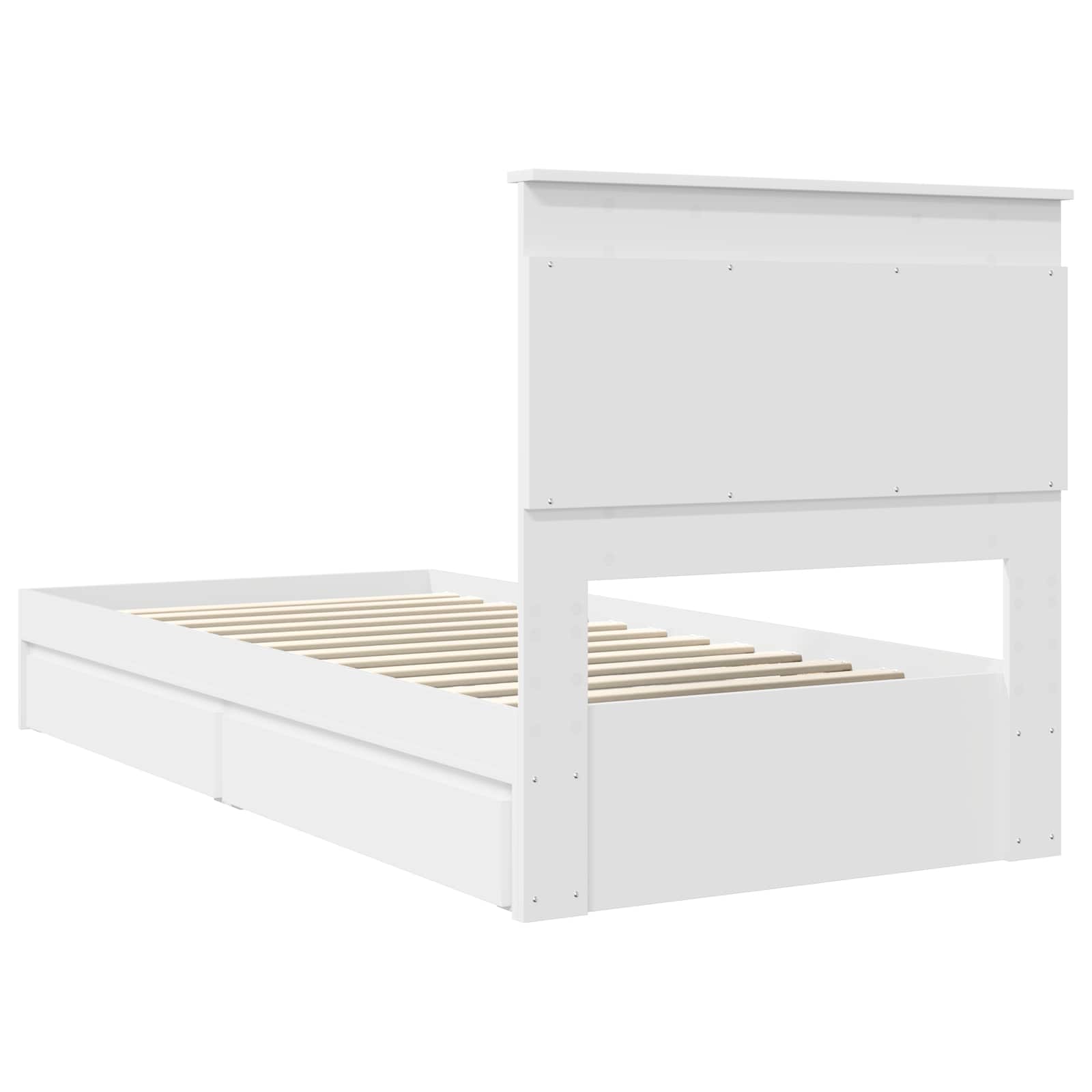 Krevet s od storage Bijelo 75 x 190 cm Konstruirano drvo