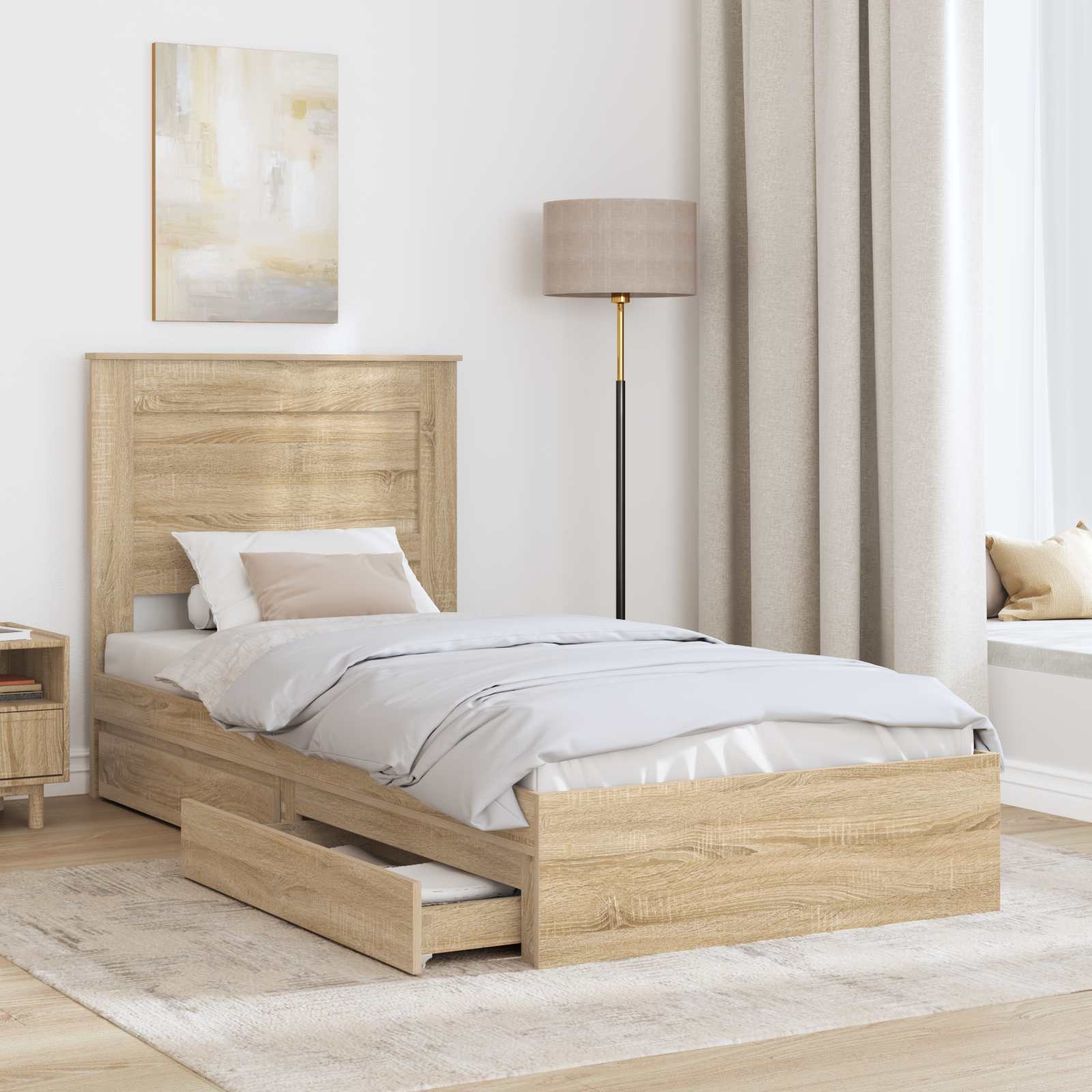 Krevet s od storage Sonoma hrast 75 x 190 cm Konstruirano drvo