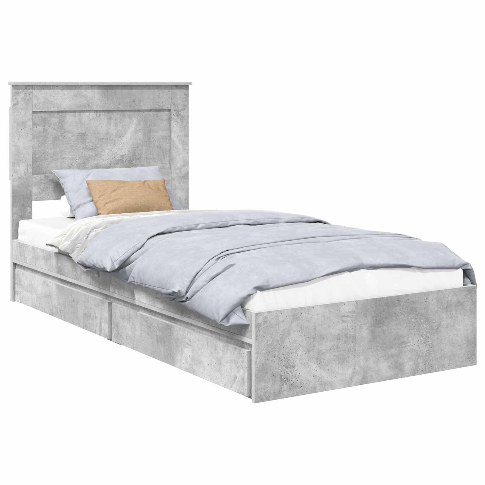 Krevet s od storage Betonski sivi 75 x 190 cm Konstruirano drvo