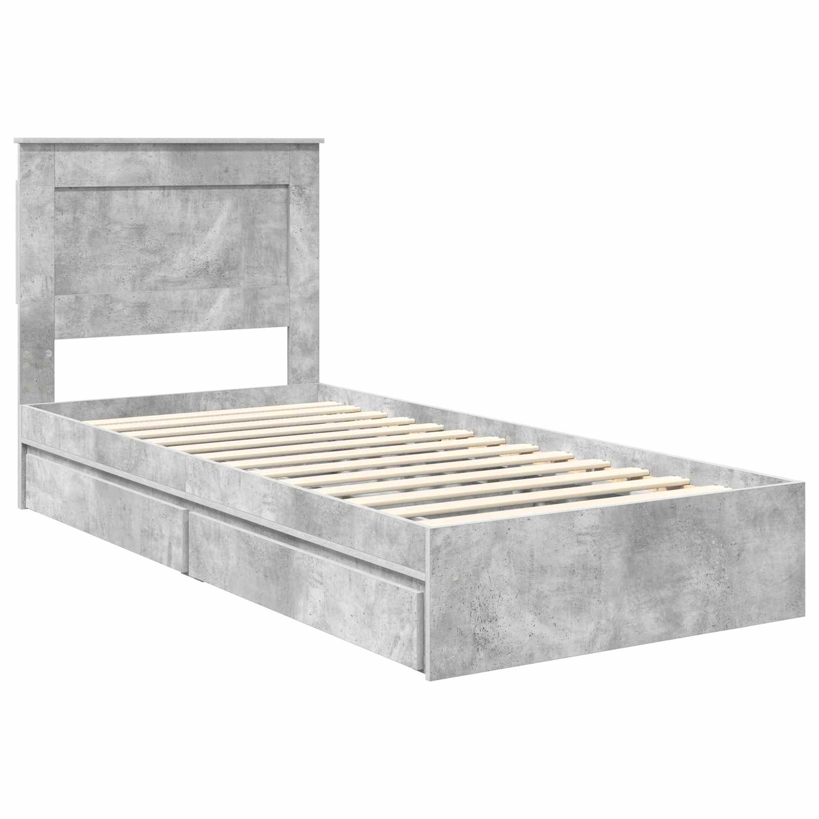 Krevet s od storage Betonski sivi 75 x 190 cm Konstruirano drvo
