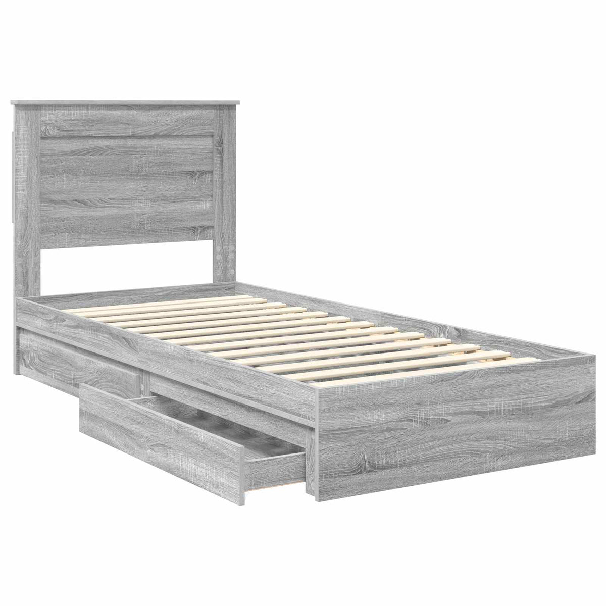 Krevet s od storage Siva Sonoma 75 x 190 cm Konstruirano drvo