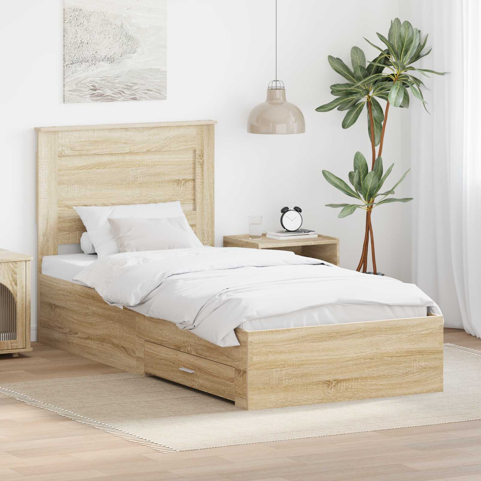 Krevetna konstrukcija s ladicama Sonoma hrast 100 x 200 cm