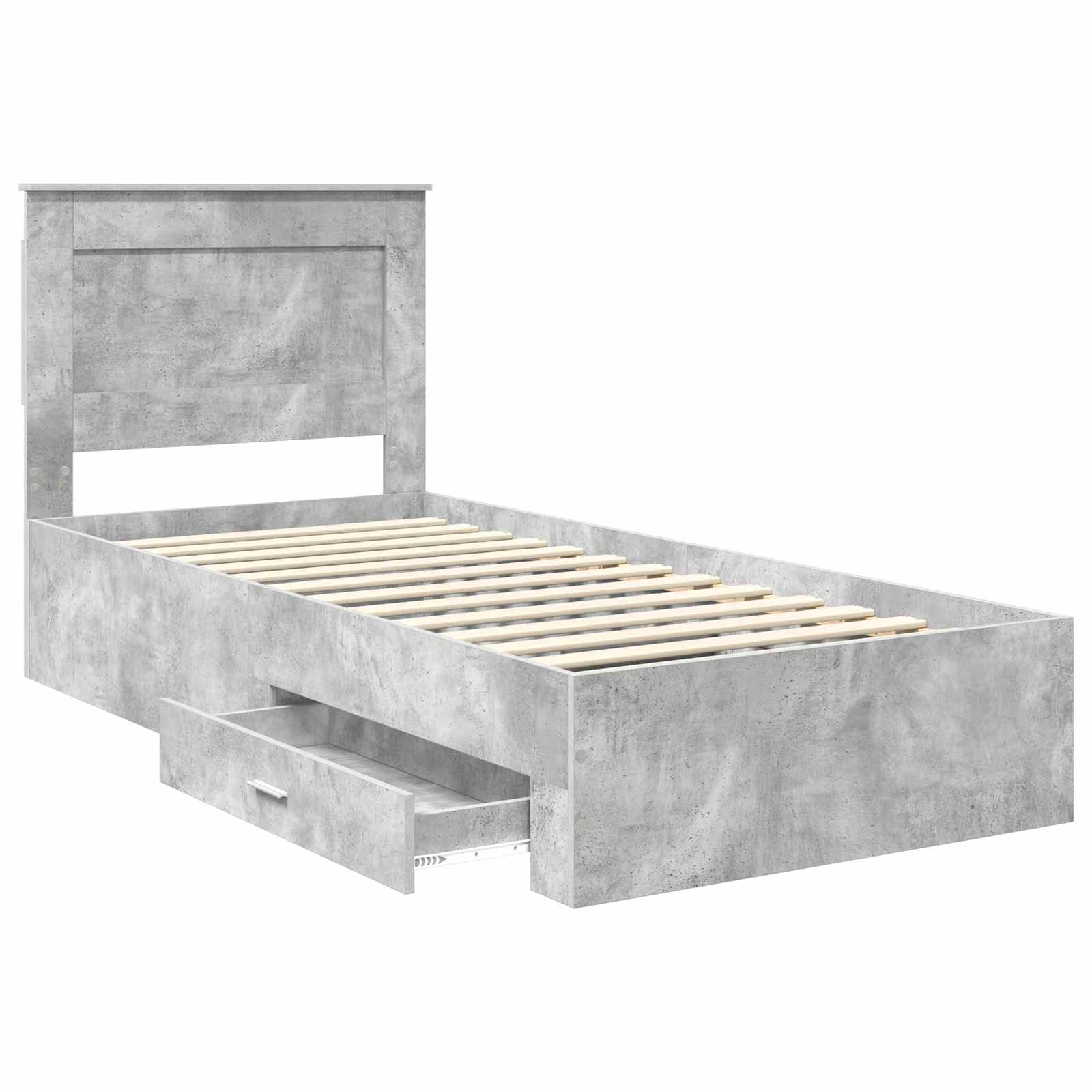 Krevetna konstrukcija Betonski sivi i srebrna 75 x 190 cm