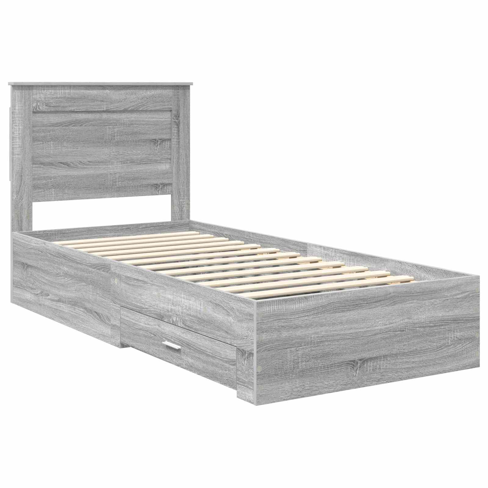 Krevetna konstrukcija Sivi Sonoma i srebrna 75 x 190 cm