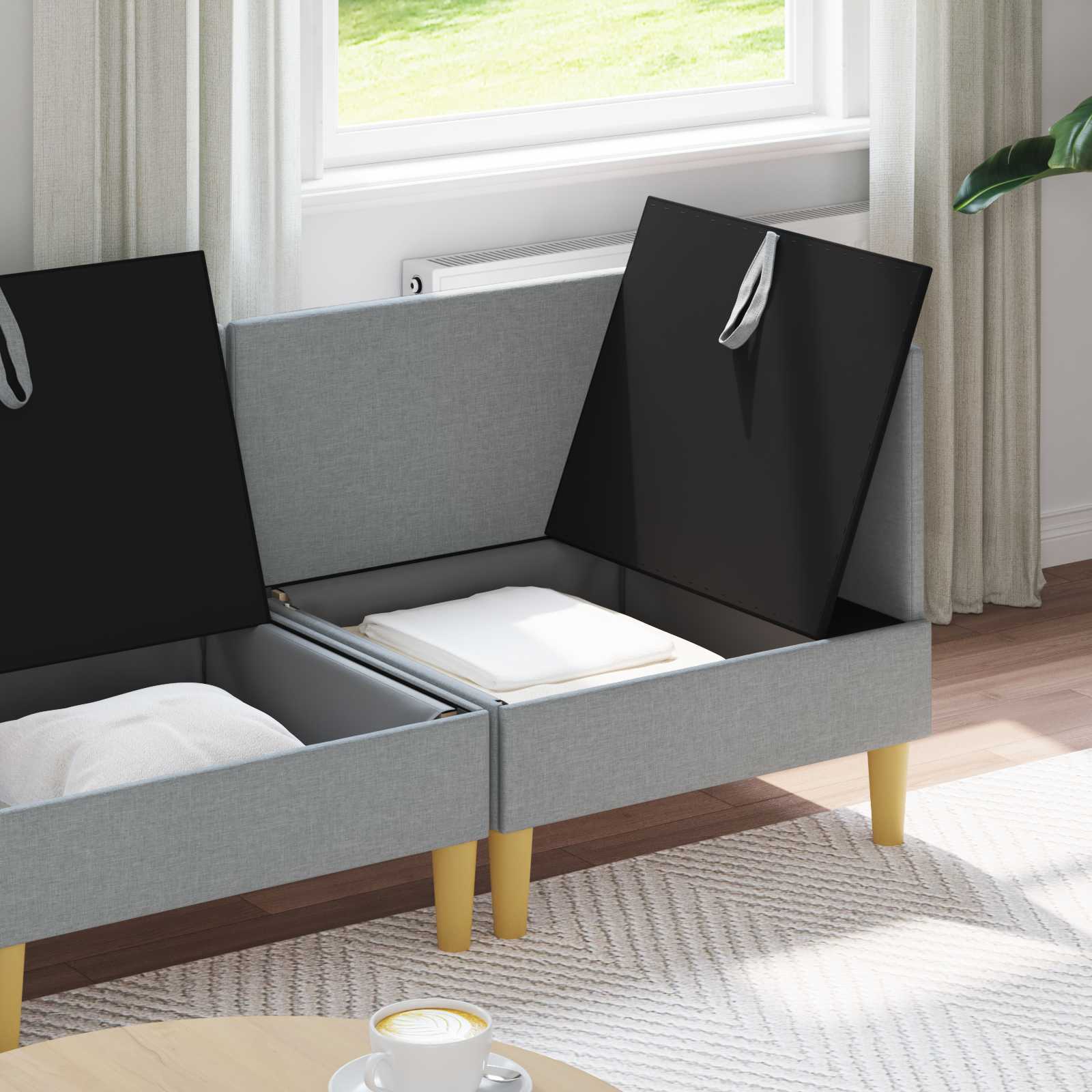 Set namještaja za dnevni boravak 3 pcs Svjetlosiva Tkanina