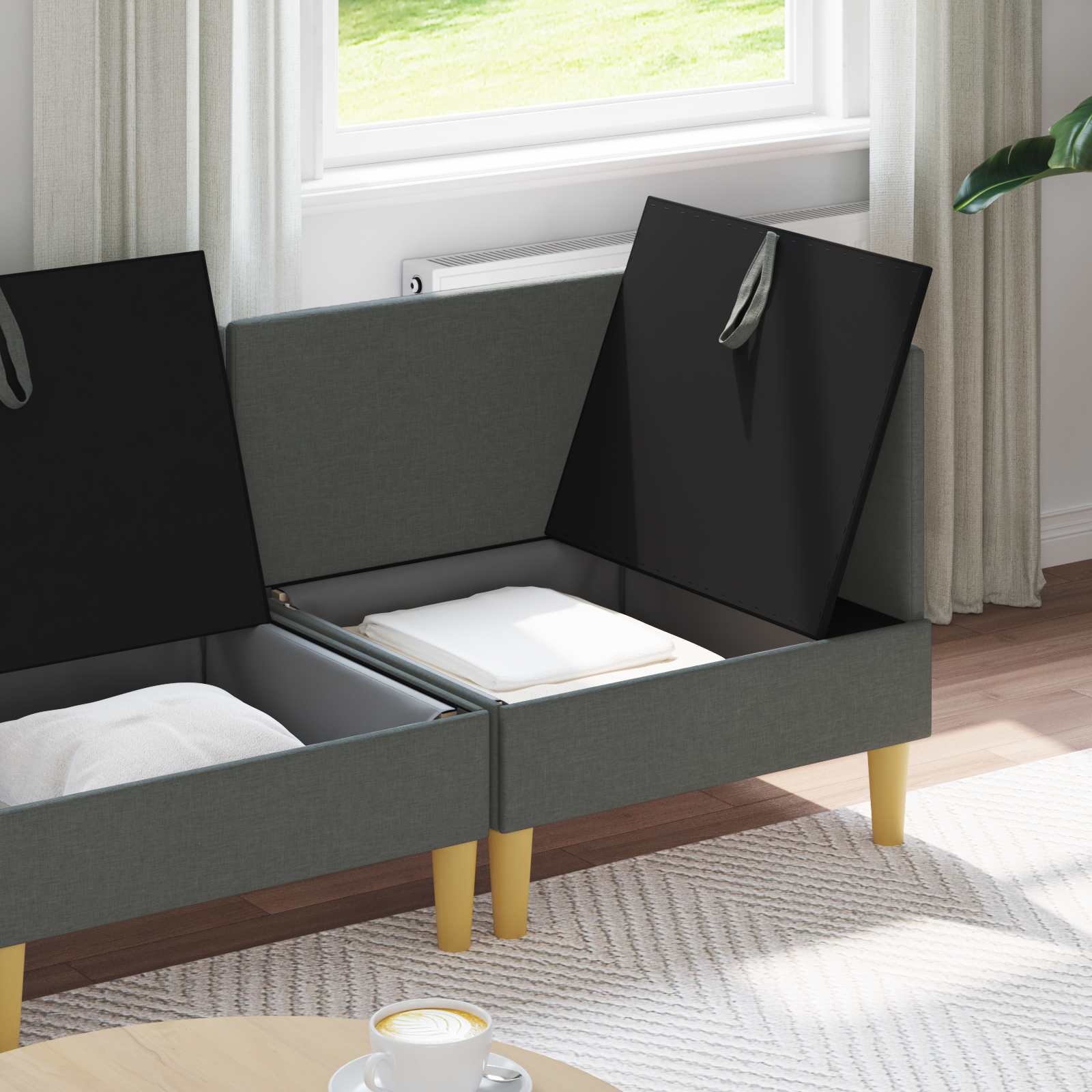 Modularni set sofe sa skladištem 3 pcs Tamnosiva Tkanina