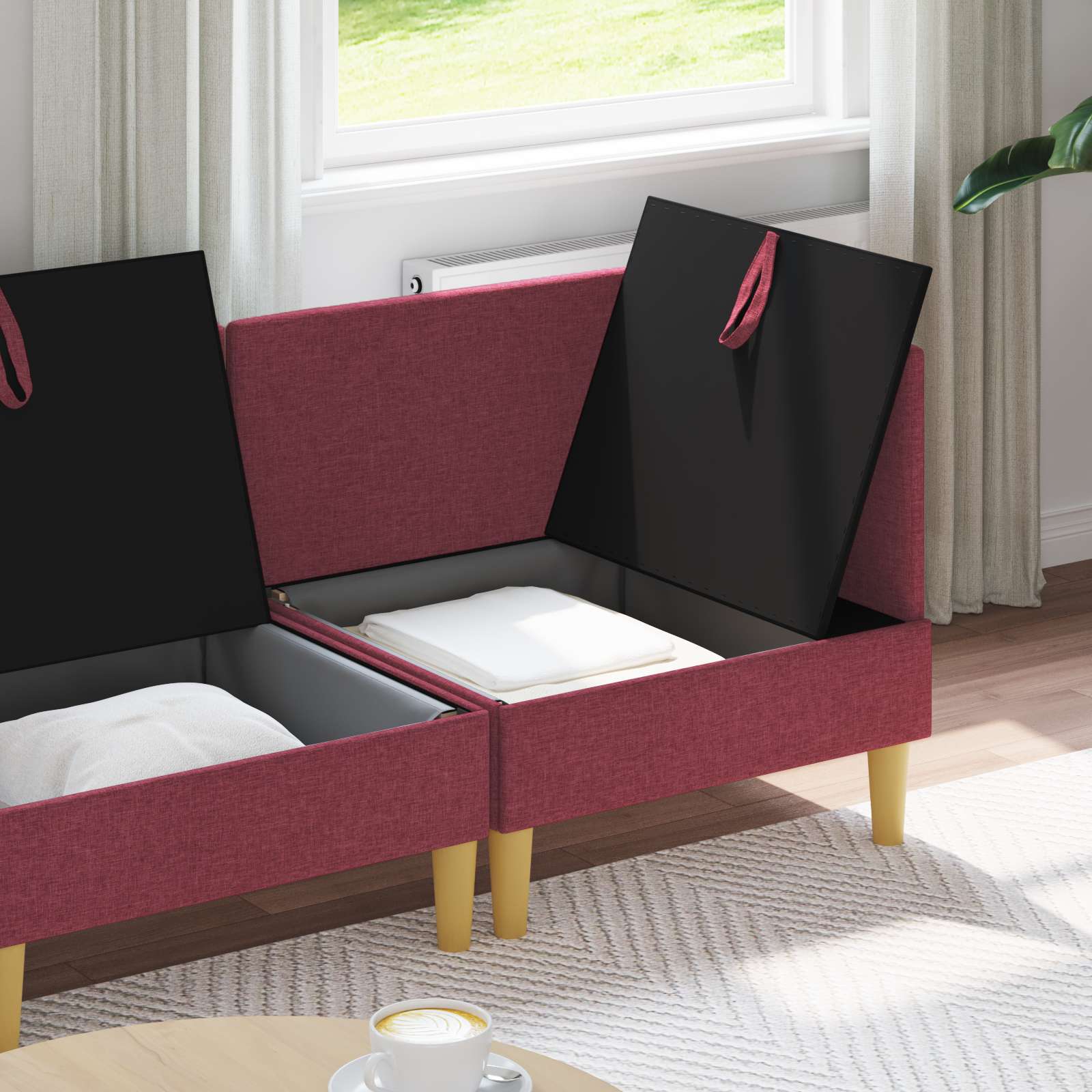Set namještaja za dnevni boravak 4 pcs Vinska crvena Tkanina