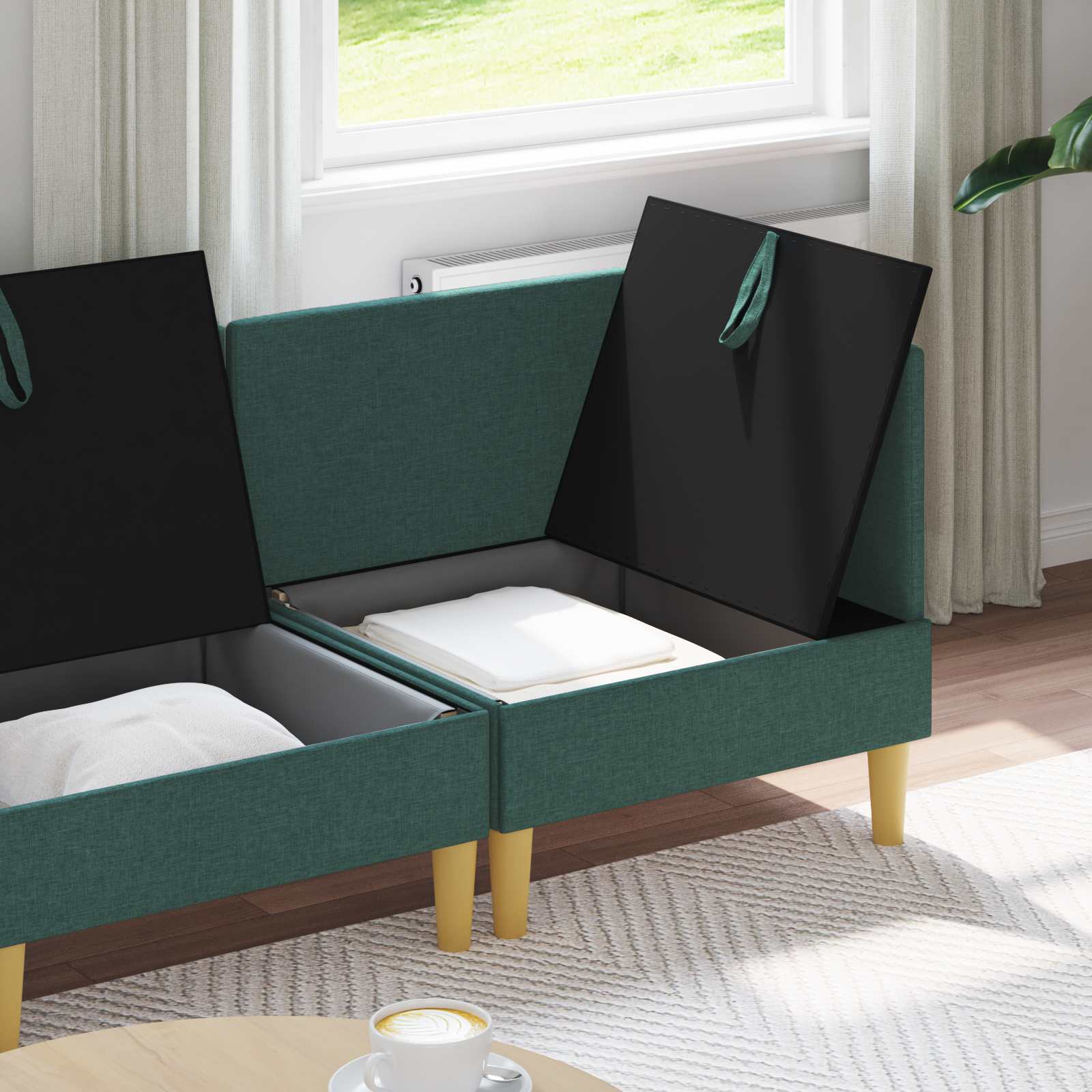 Set namještaja za dnevni boravak 3 pcs Tamnozelena Tkanina