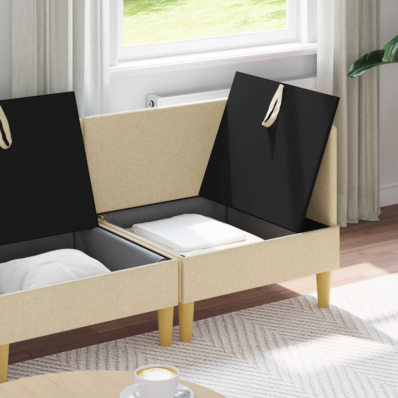 Set namještaja za dnevni boravak s jastukom 4 pcs Krem Tkanina