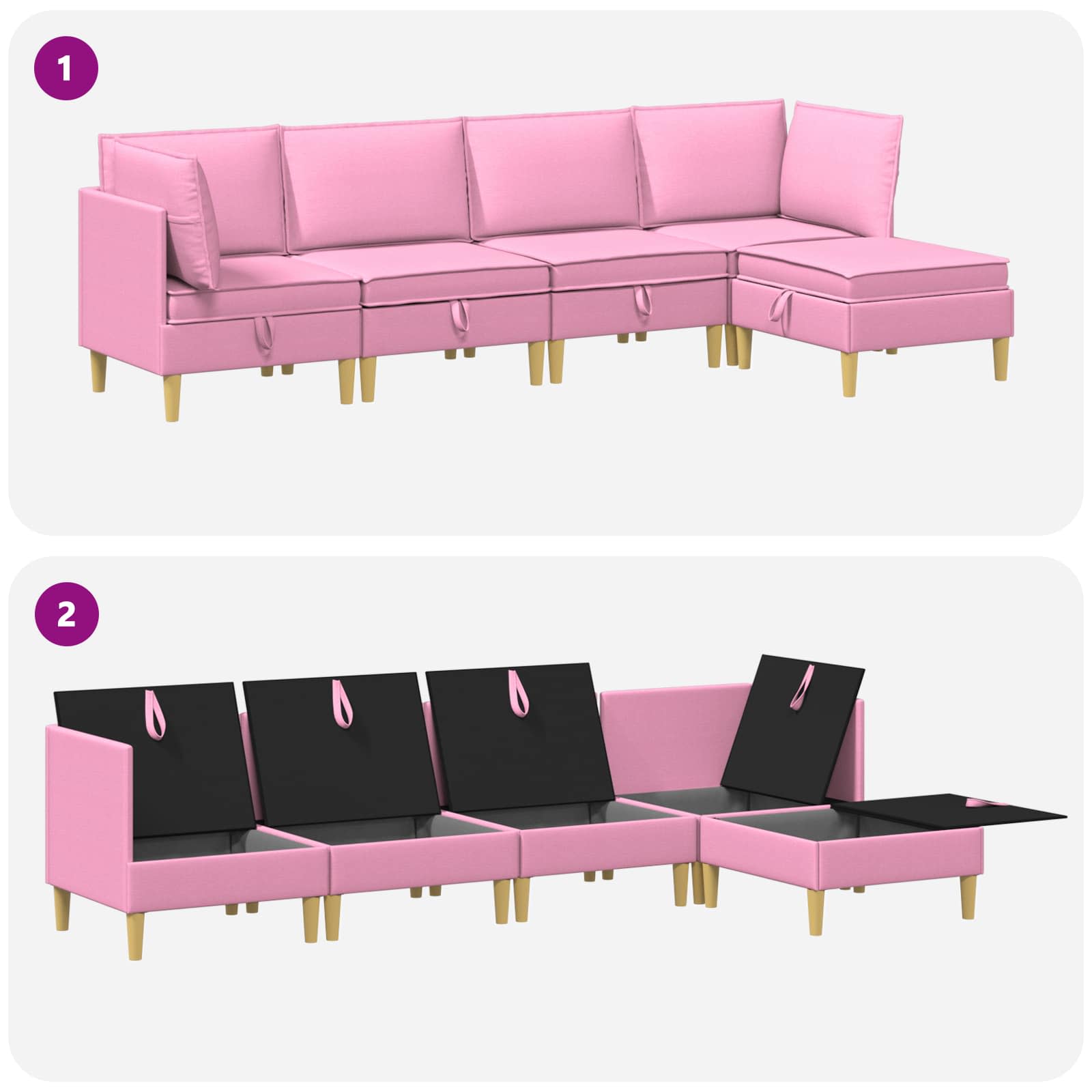 Set namještaja za dnevni boravak 5 pcs Ružičasta Tkanina