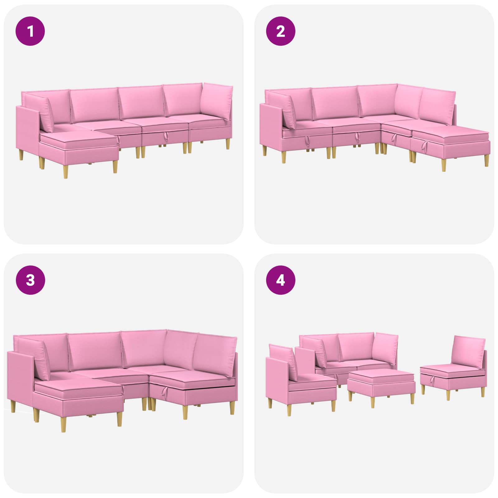 Set namještaja za dnevni boravak 5 pcs Ružičasta Tkanina