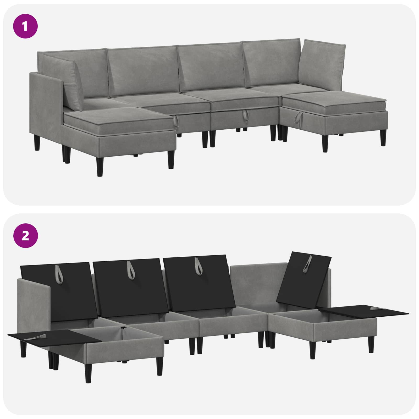 Set namještaja za dnevni boravak 6 pcs Svjetlosiva Baršun