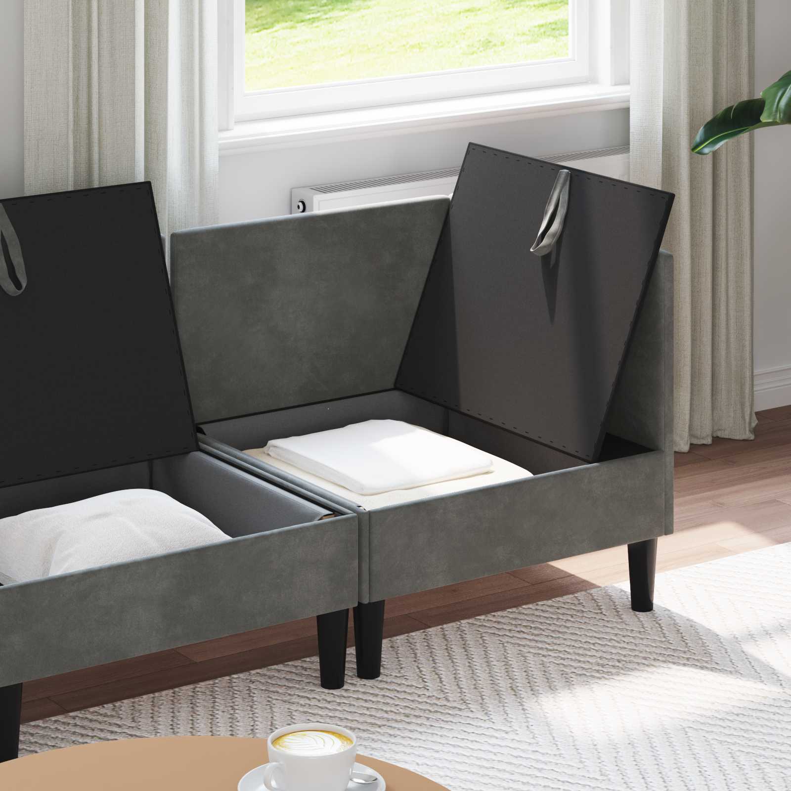 Set namještaja za dnevni boravak 4 pcs Tamnosiva Baršun