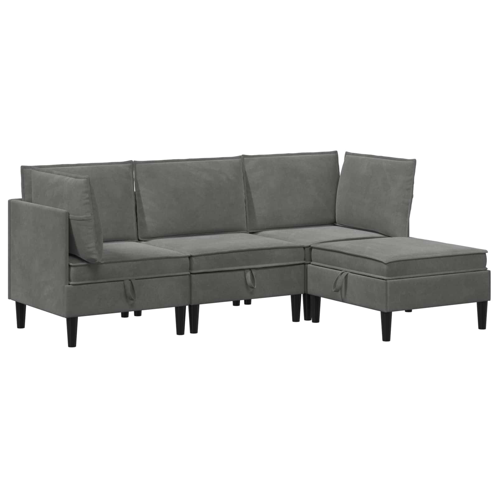 Set namještaja za dnevni boravak 4 pcs Tamnosiva Baršun