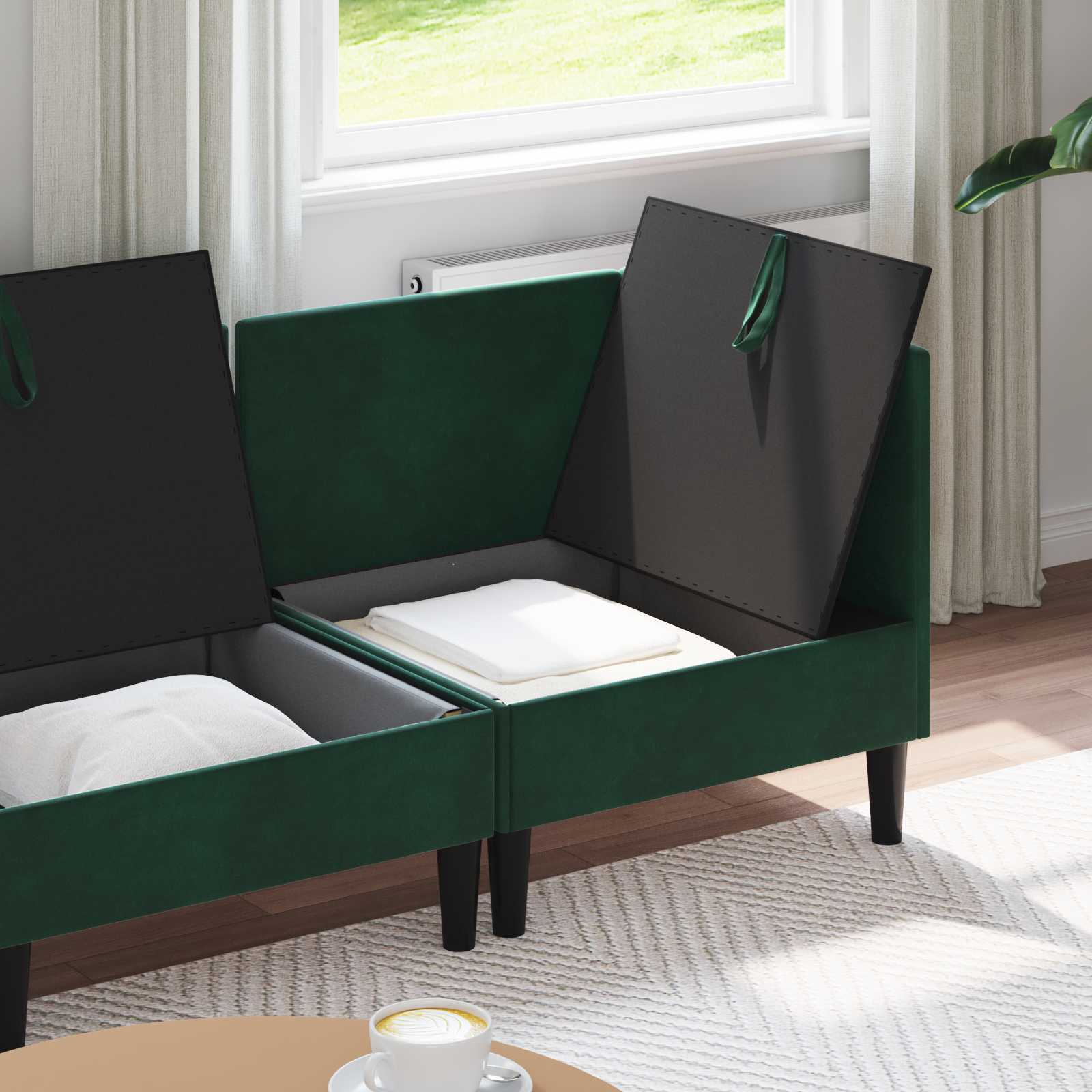 Set namještaja za dnevni boravak 3 pcs Tamnozelena Baršun