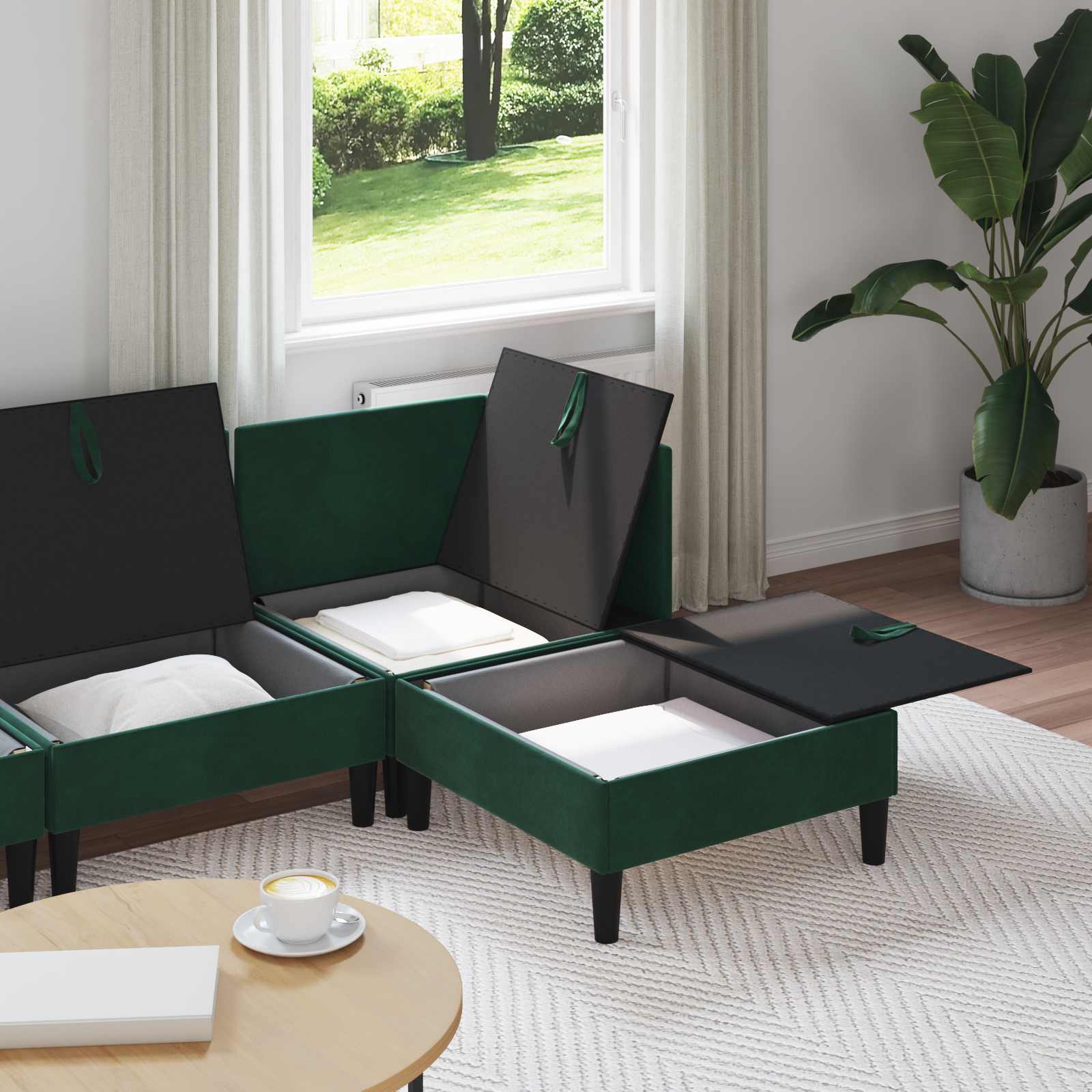 Set namještaja za dnevni boravak 4 pcs Tamnozelena Baršun