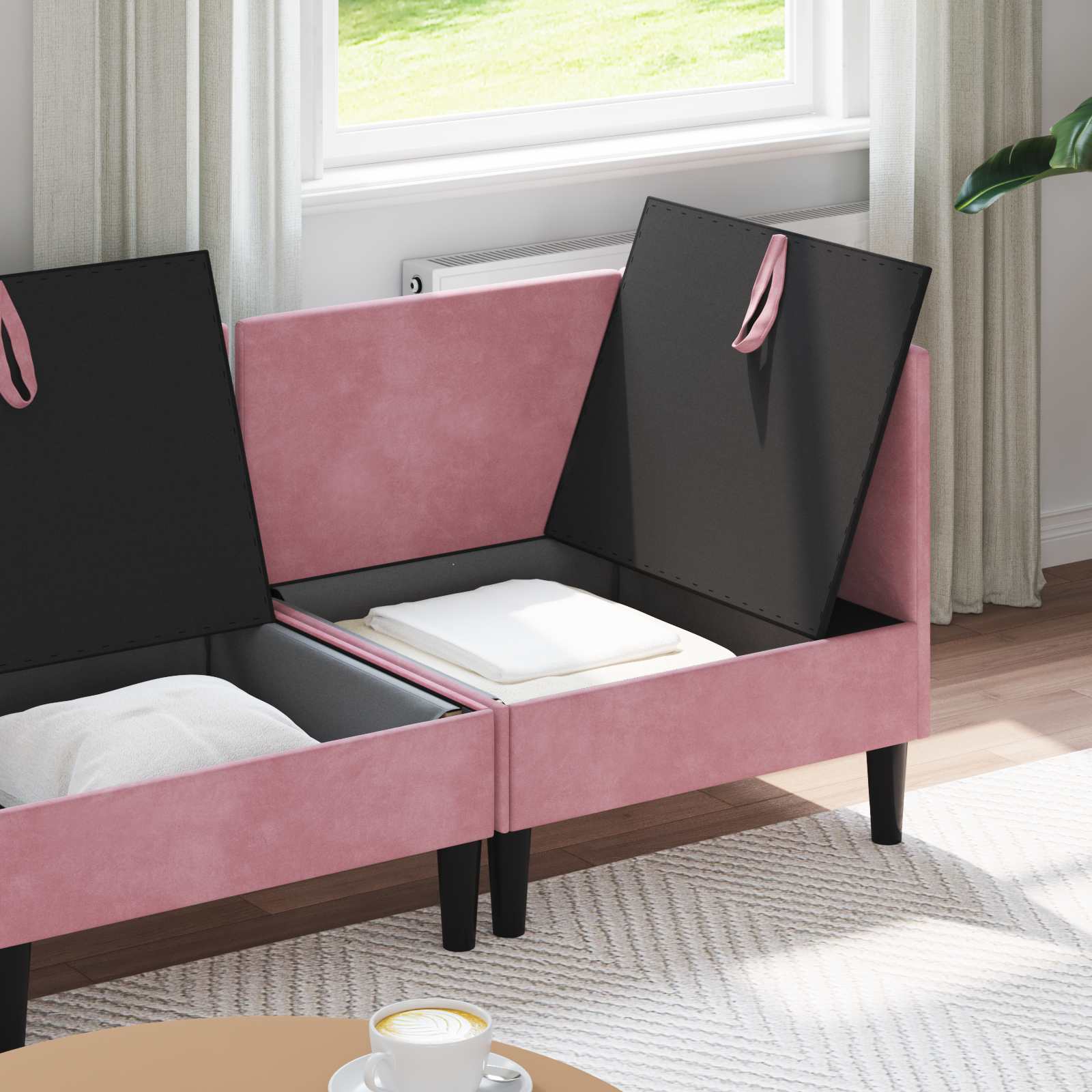 Set namještaja za dnevni boravak 4 pcs Ružičasta Baršun