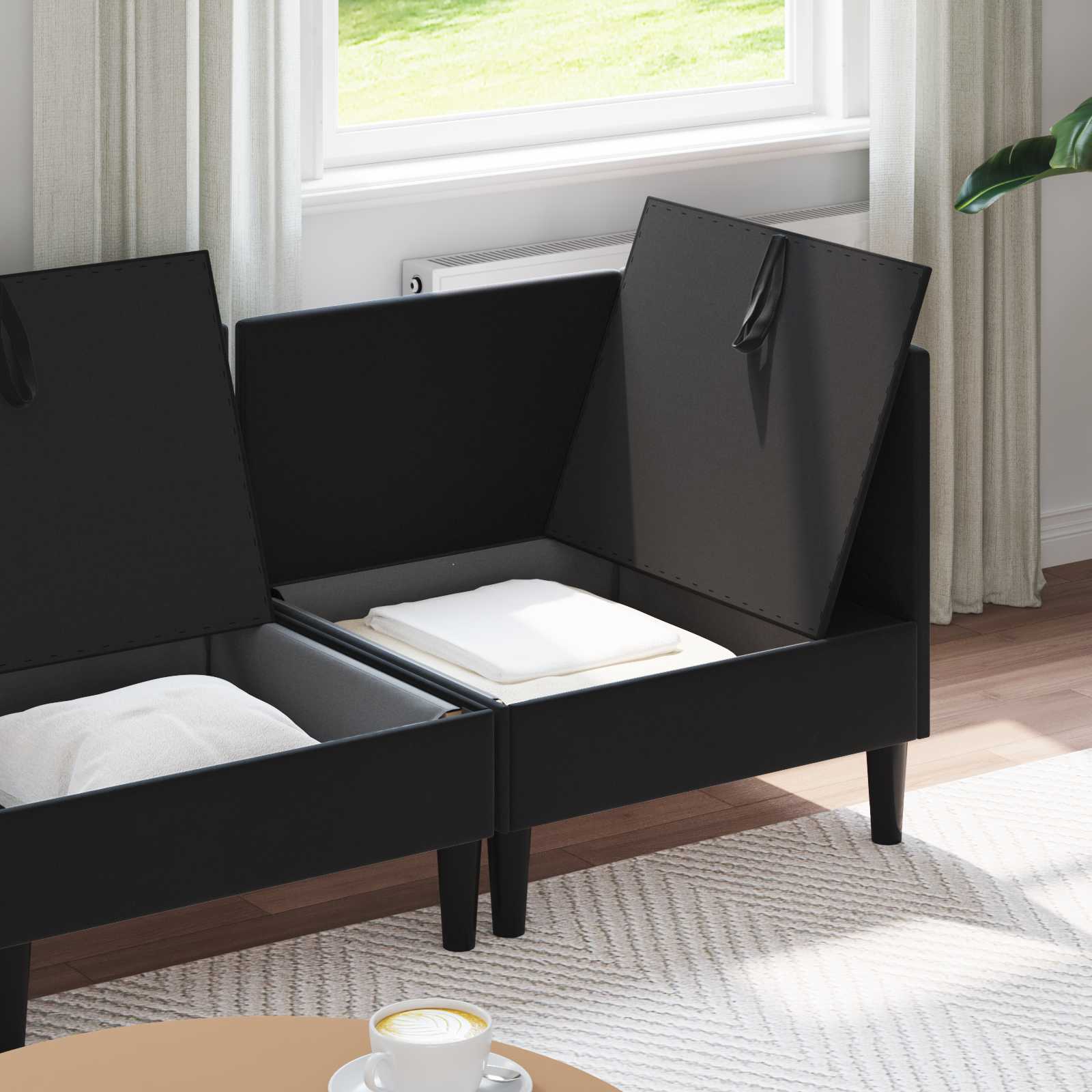 Set namještaja za dnevni boravak s jastukom 3 pcs Crna Baršun