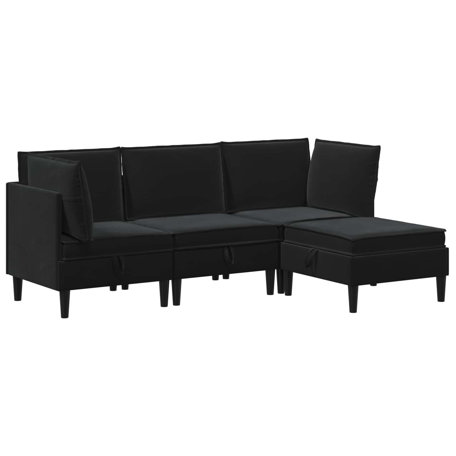 Set namještaja za dnevni boravak s jastukom 4 pcs Crna Baršun
