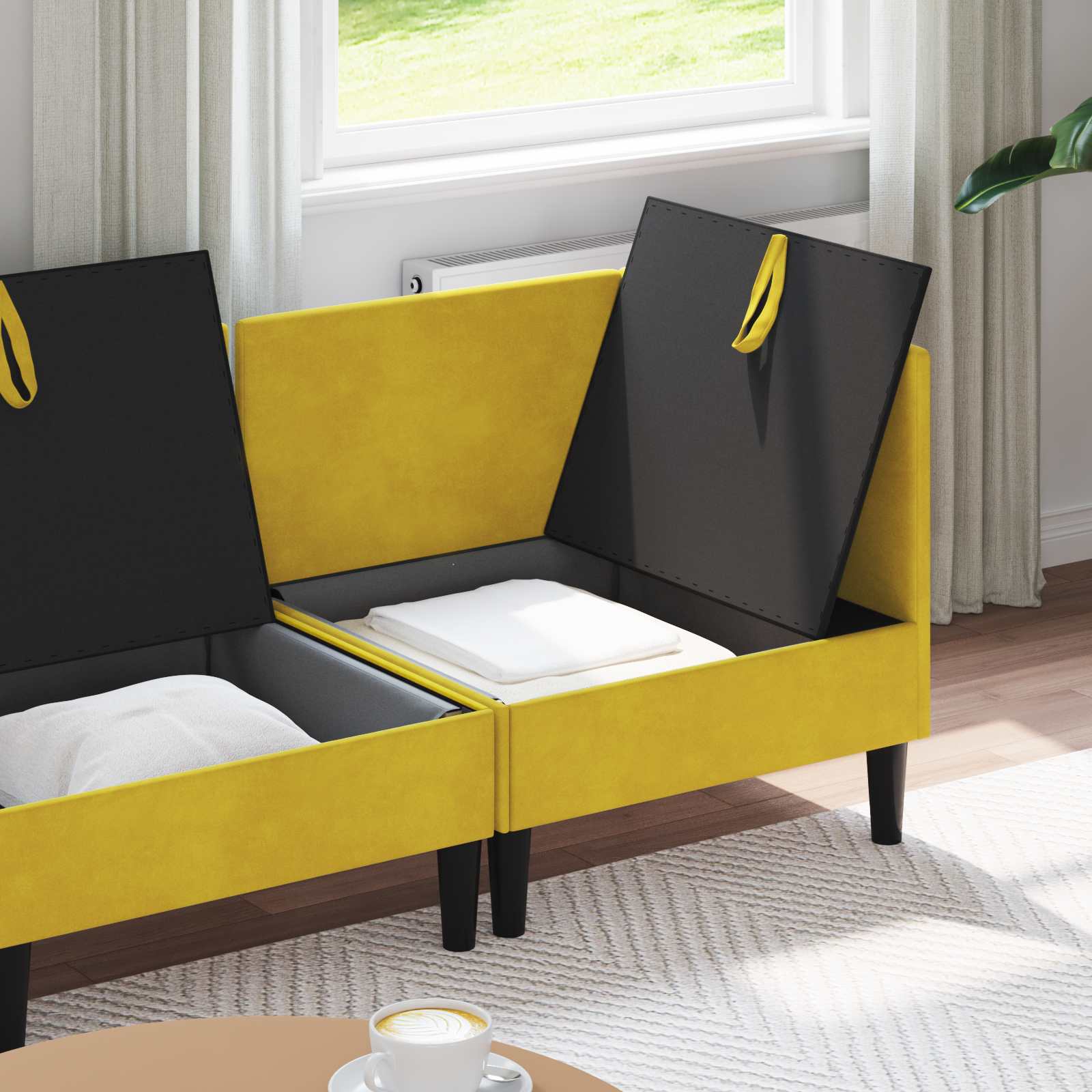 Set namještaja za dnevni boravak s jastukom 4 pcs Žuta Baršun