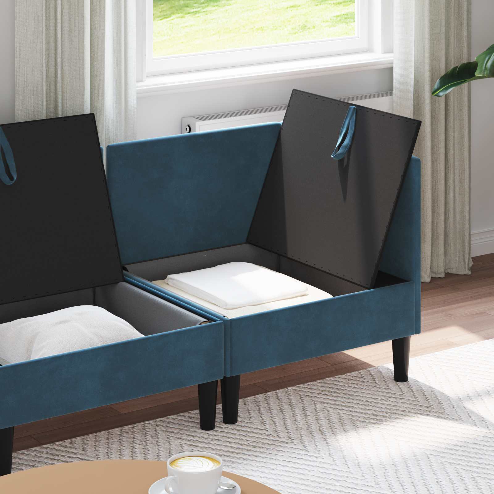 Set namještaja za dnevni boravak s jastukom 3 pcs Plava Baršun