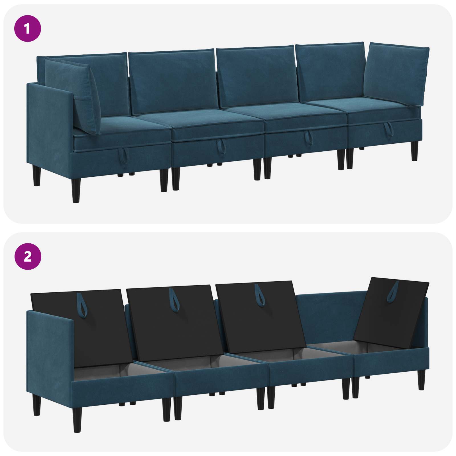 Set namještaja za dnevni boravak s jastukom 4 pcs Plava Baršun