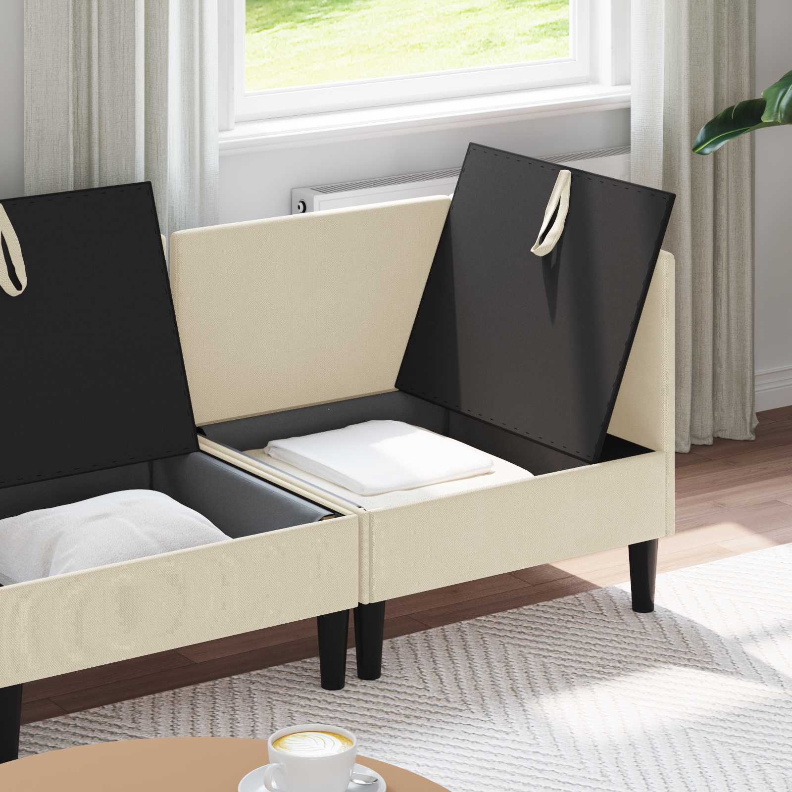 Set namještaja za dnevni boravak 3 pcs Krem Tkanina