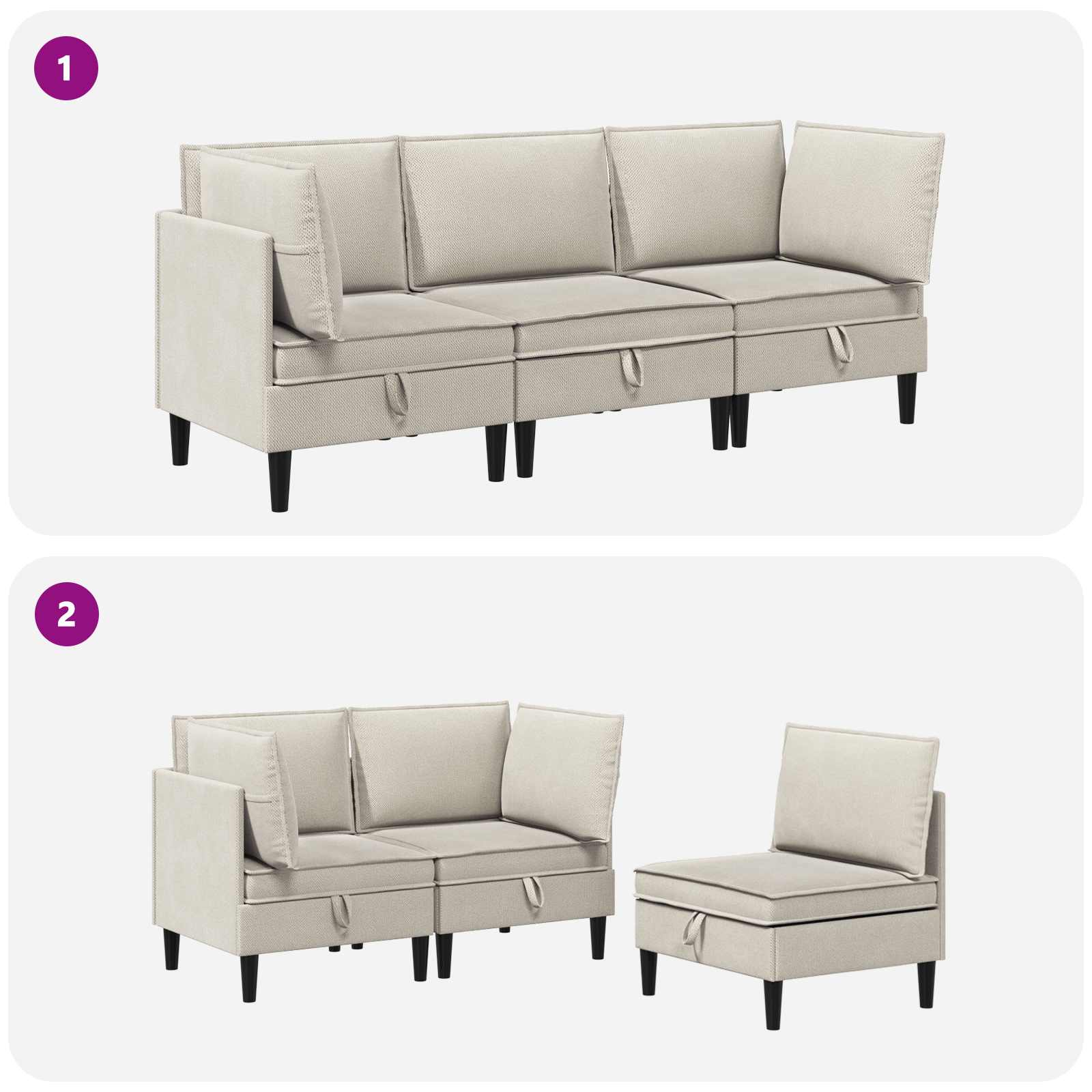 Set namještaja za dnevni boravak 3 pcs Zobena Tkanina
