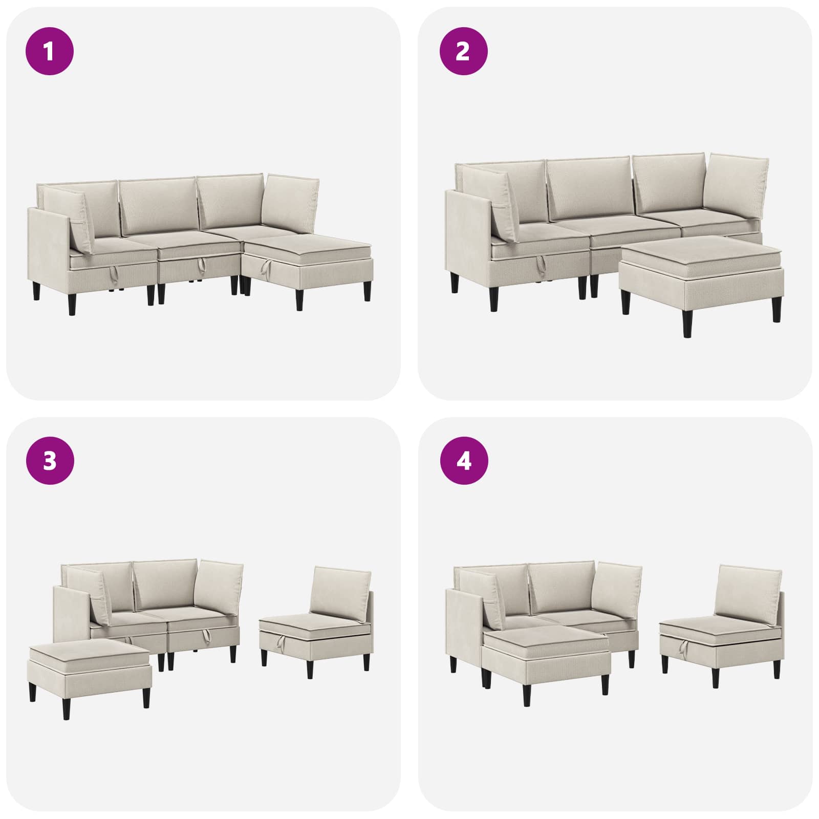 Set namještaja za dnevni boravak 4 pcs Zobena Tkanina
