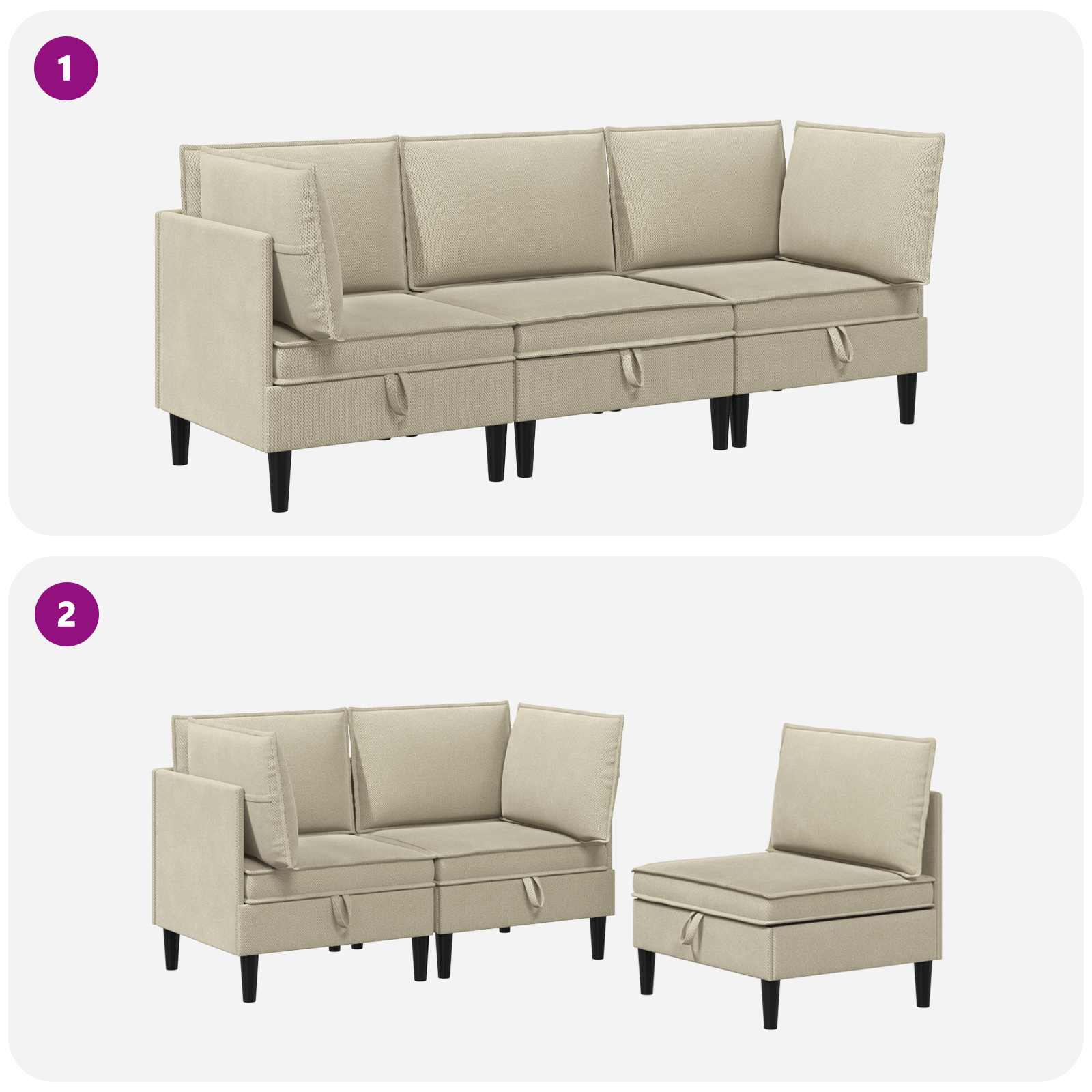 Set namještaja za dnevni boravak 3 pcs Pijesak Tkanina