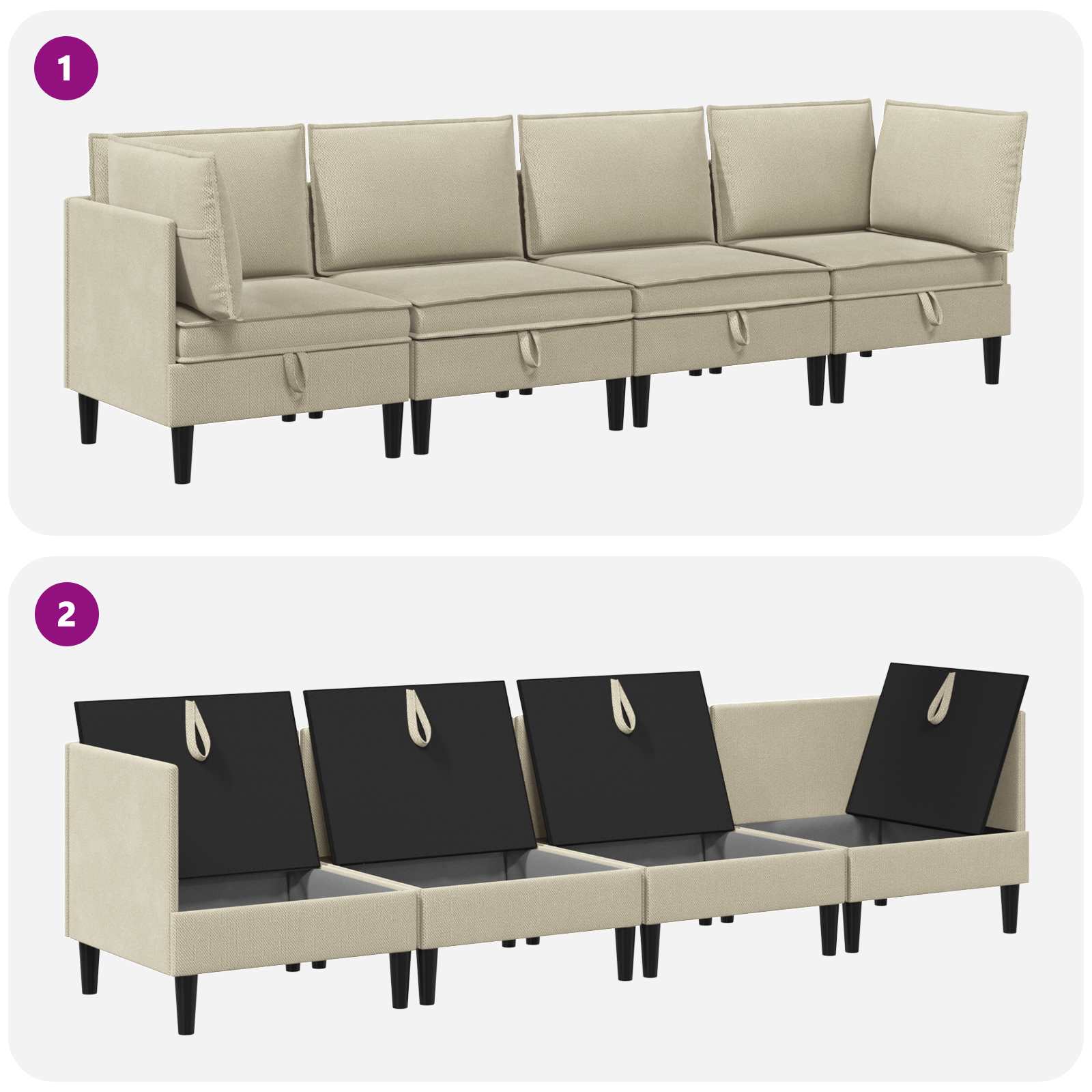 Set namještaja za dnevni boravak 4 pcs Pijesak Tkanina