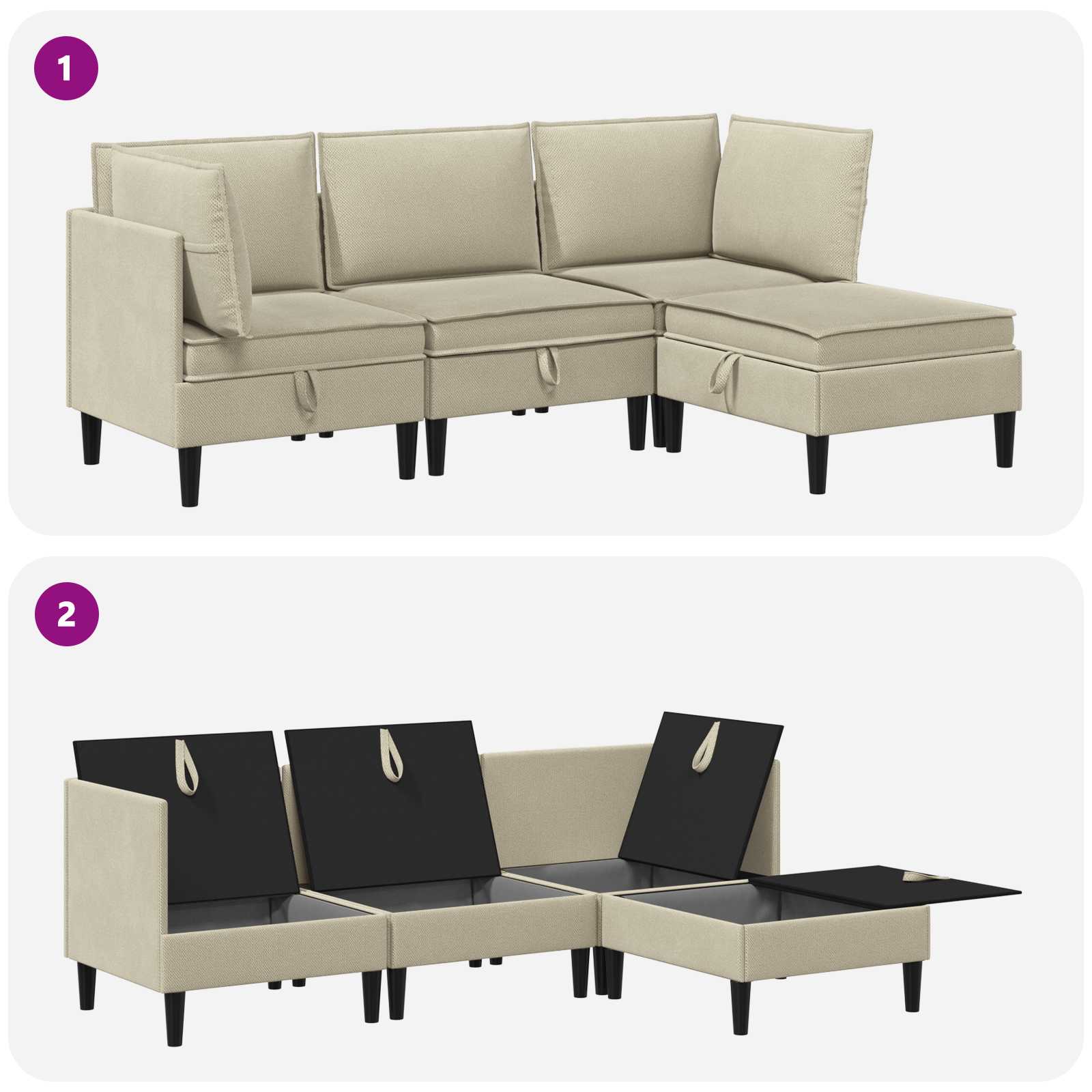 Set namještaja za dnevni boravak 4 pcs Pijesak Tkanina